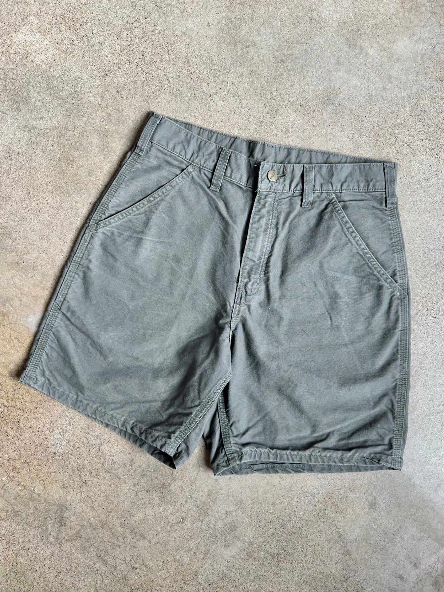 Vintage 1990s Carhartt Grey Canvas Utility Work Shorts | Waist 30”