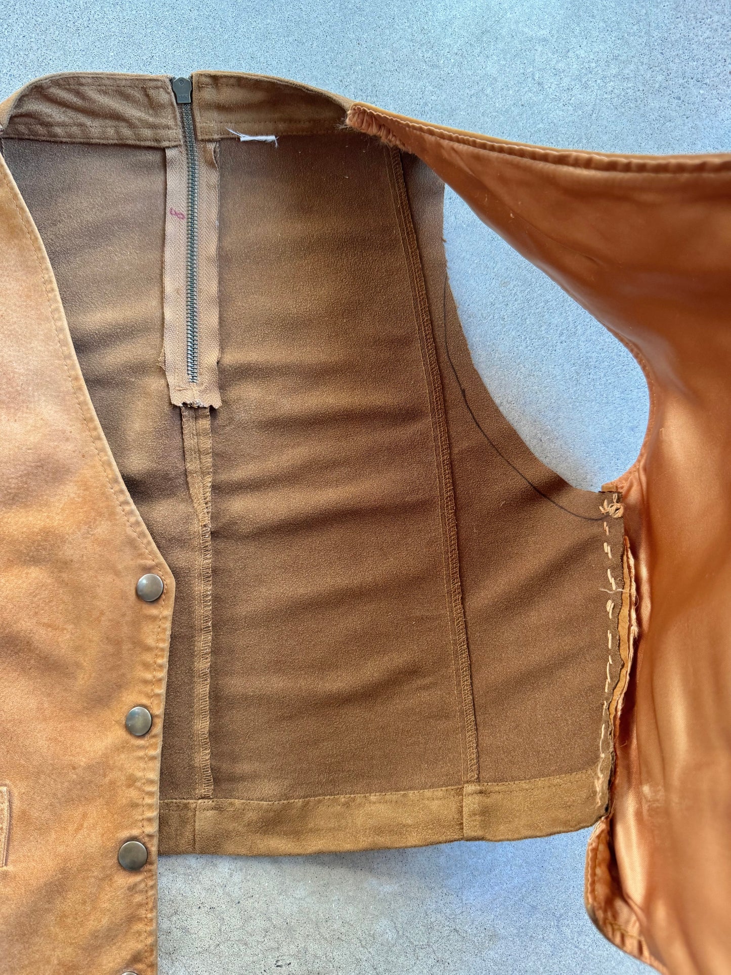 Vintage Handmade Tan Suede Leather Vest | Small