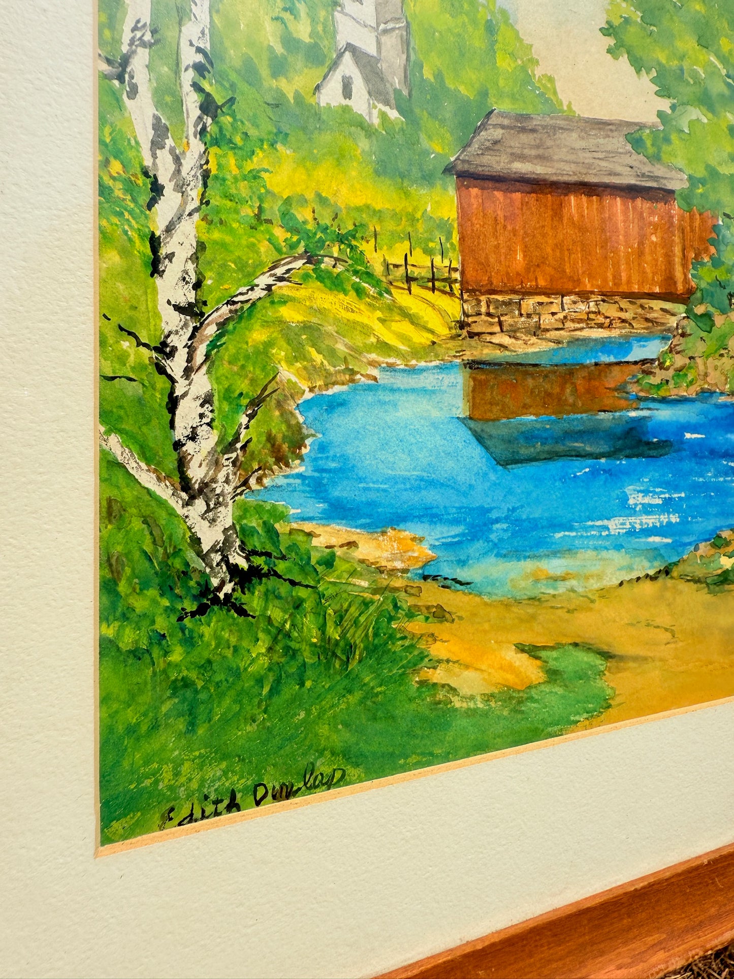 Vintage 1970s Framed & Signed Rustic River Watercolor Artwork