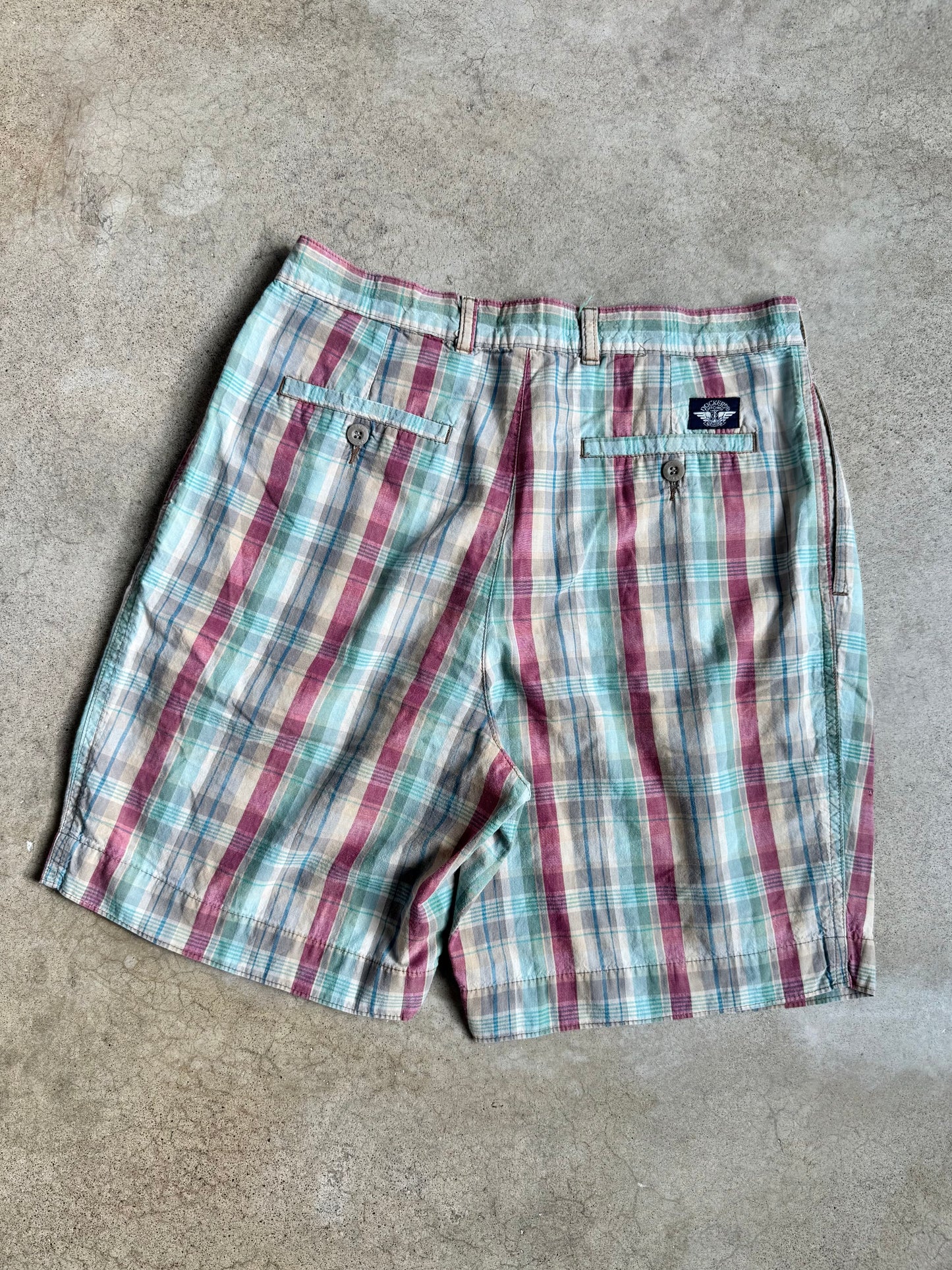 Vintage 1990s Dockers Plaid Pleat Front Cotton Shorts | Waist 32”