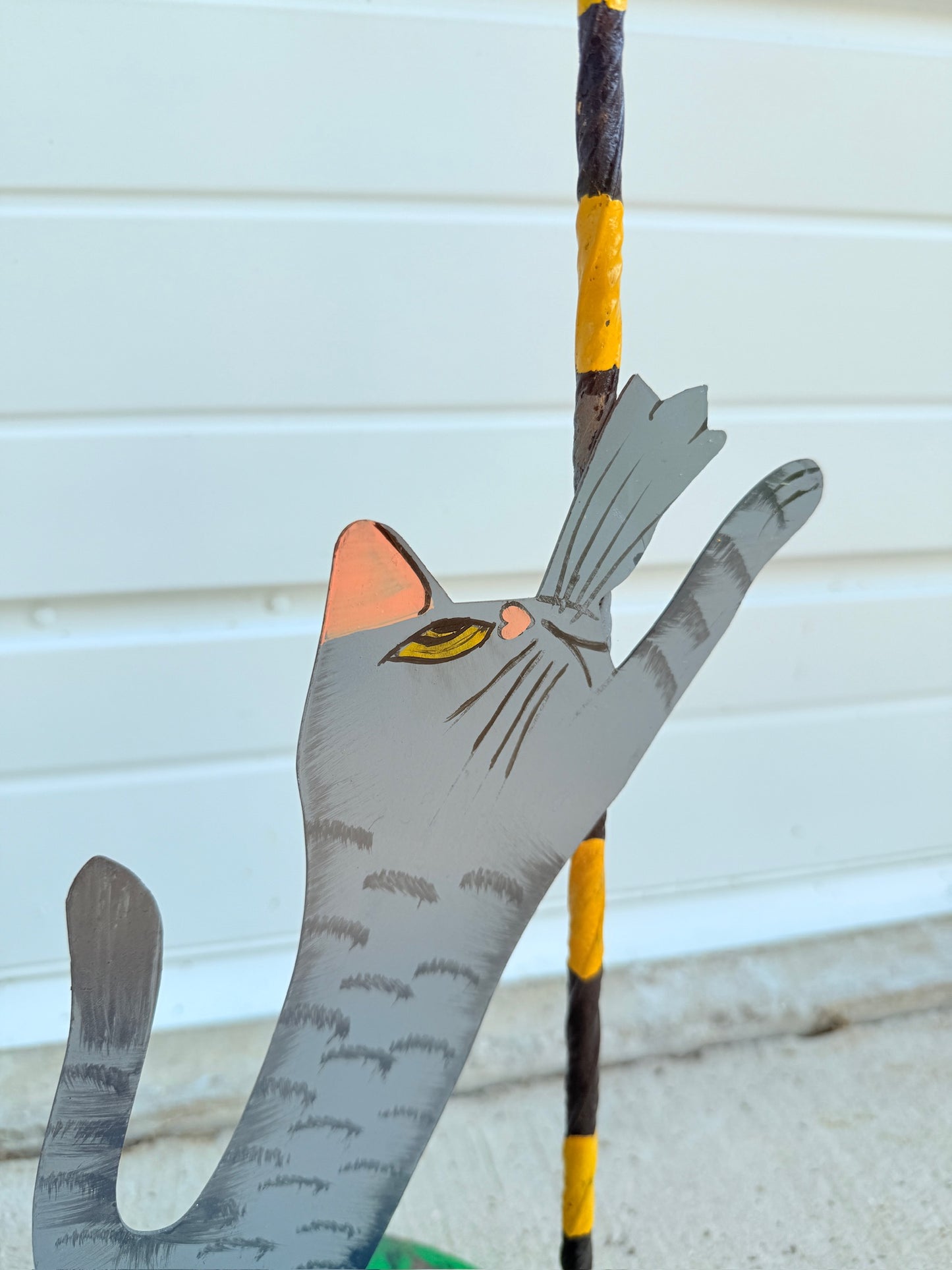 Vintage 1970s Metal "Cat & Pole" Candleholder