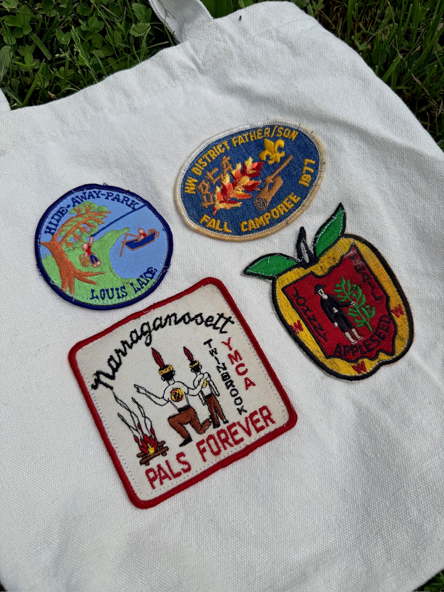 Vintage Patched Canvas Tote Bag