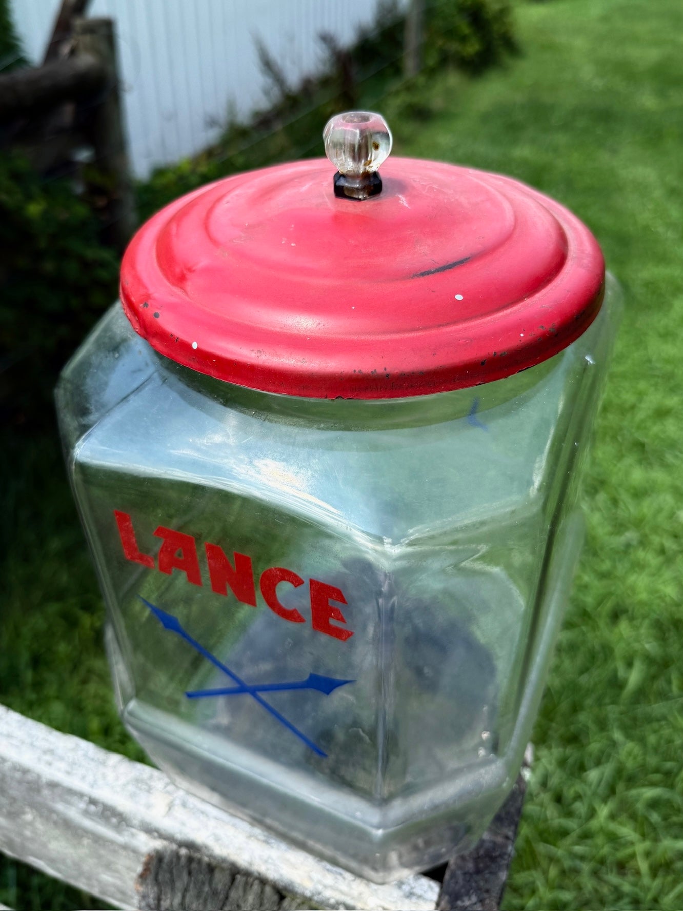 Vintage 1950s Lance Crackers General Store Display Glass Jar
