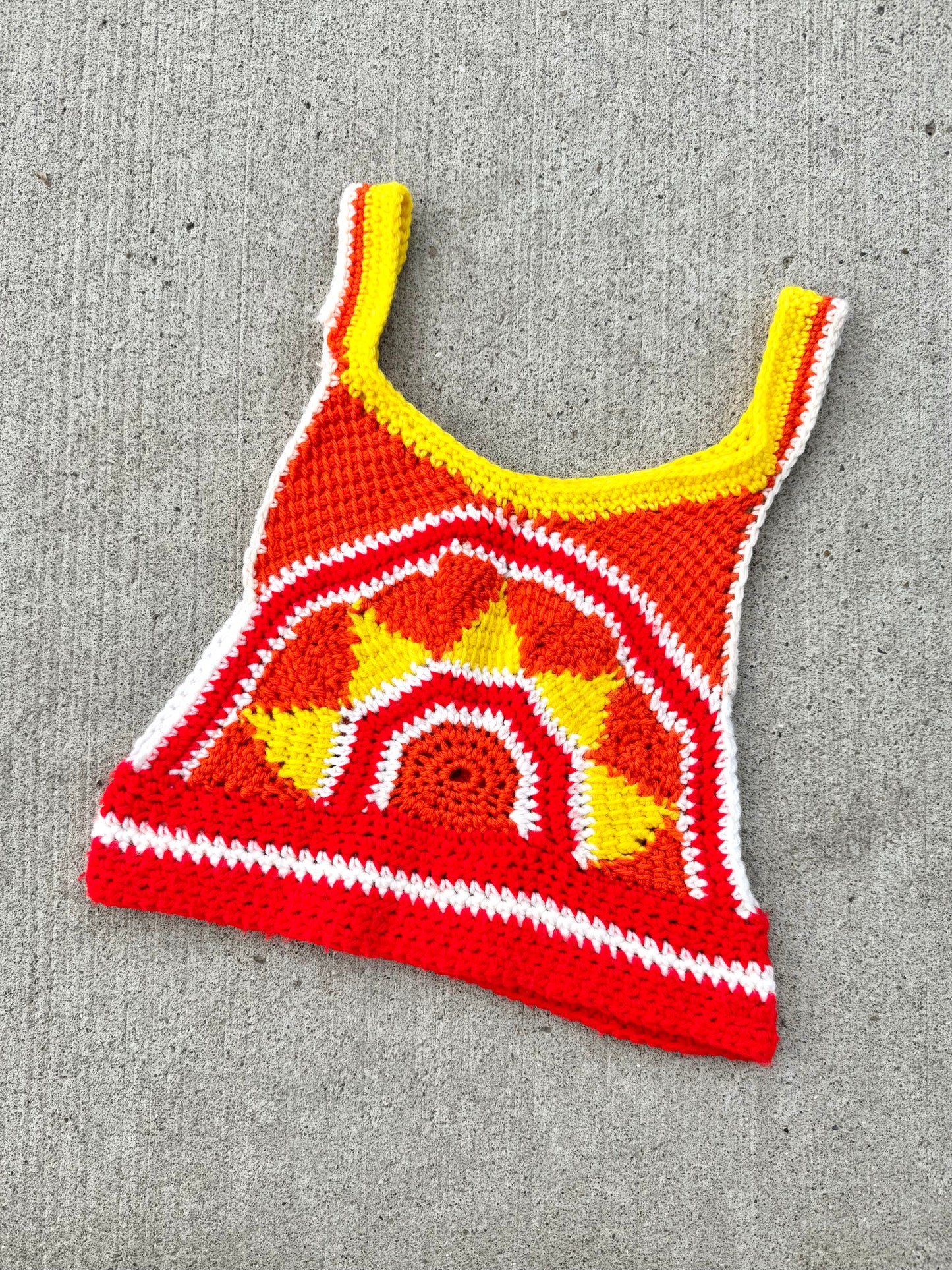 Vintage 1970s Crochet Sun Cropped Tank | XS