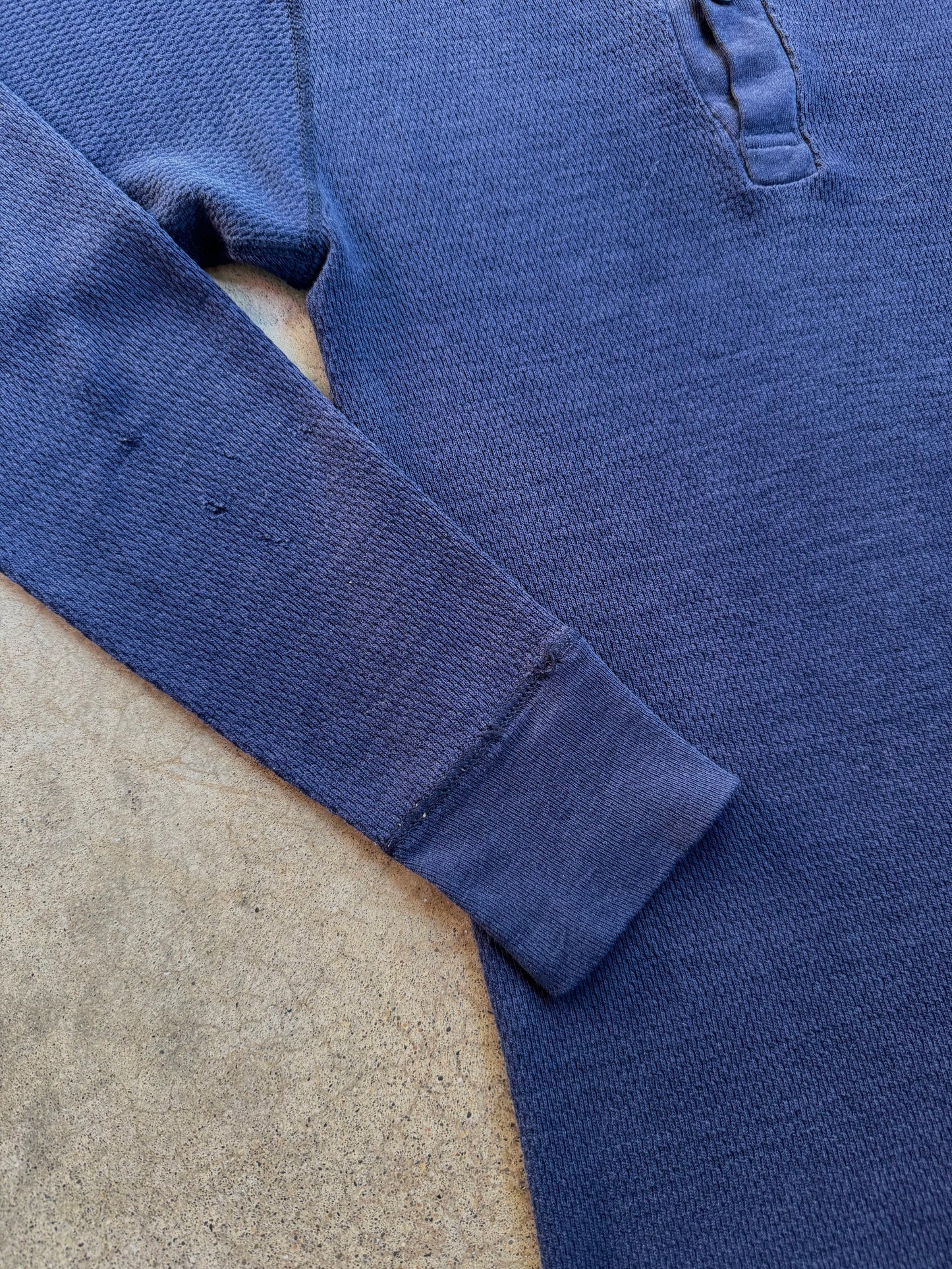 Vintage 1980s Hanes Navy Blue Henley Thermal | Large