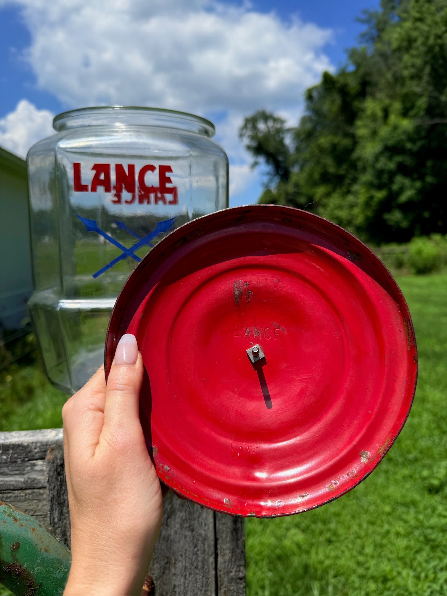 Vintage 1950s Lance Crackers General Store Display Glass Jar