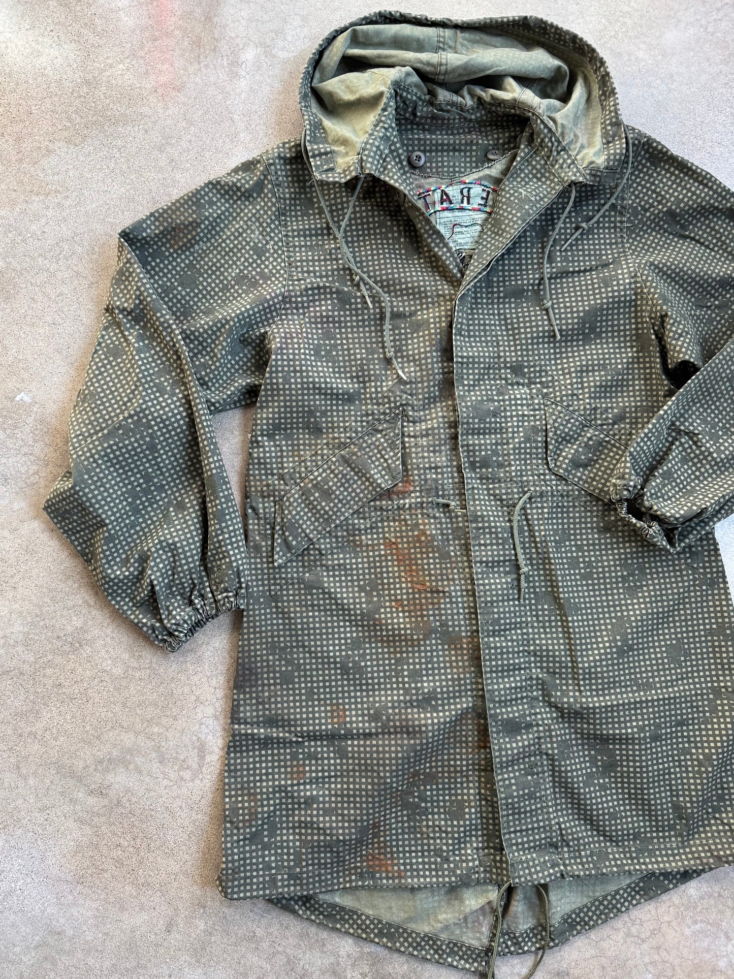 Vintage Military Issue Night Camouflage Hooded Parka | Operation Desert Storm Embroidered Back