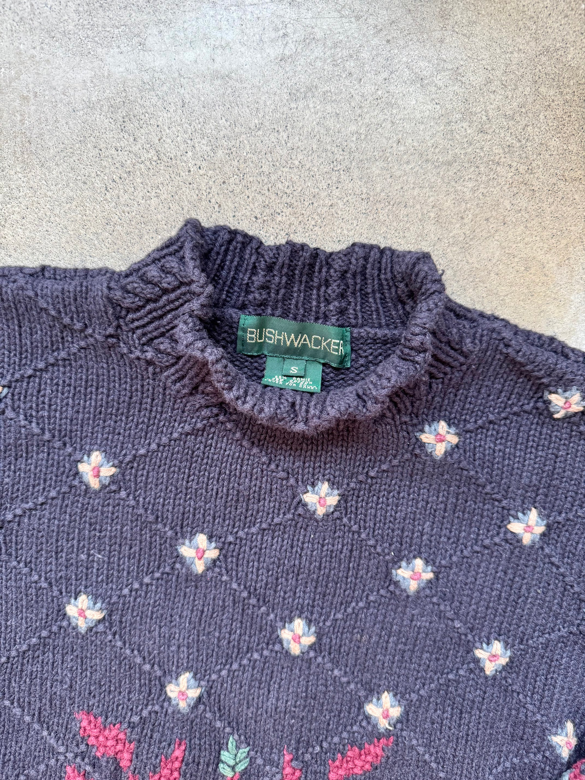 Vintage Bushwacker Floral Paisley Pattern Mock Neck Sweater | Small
