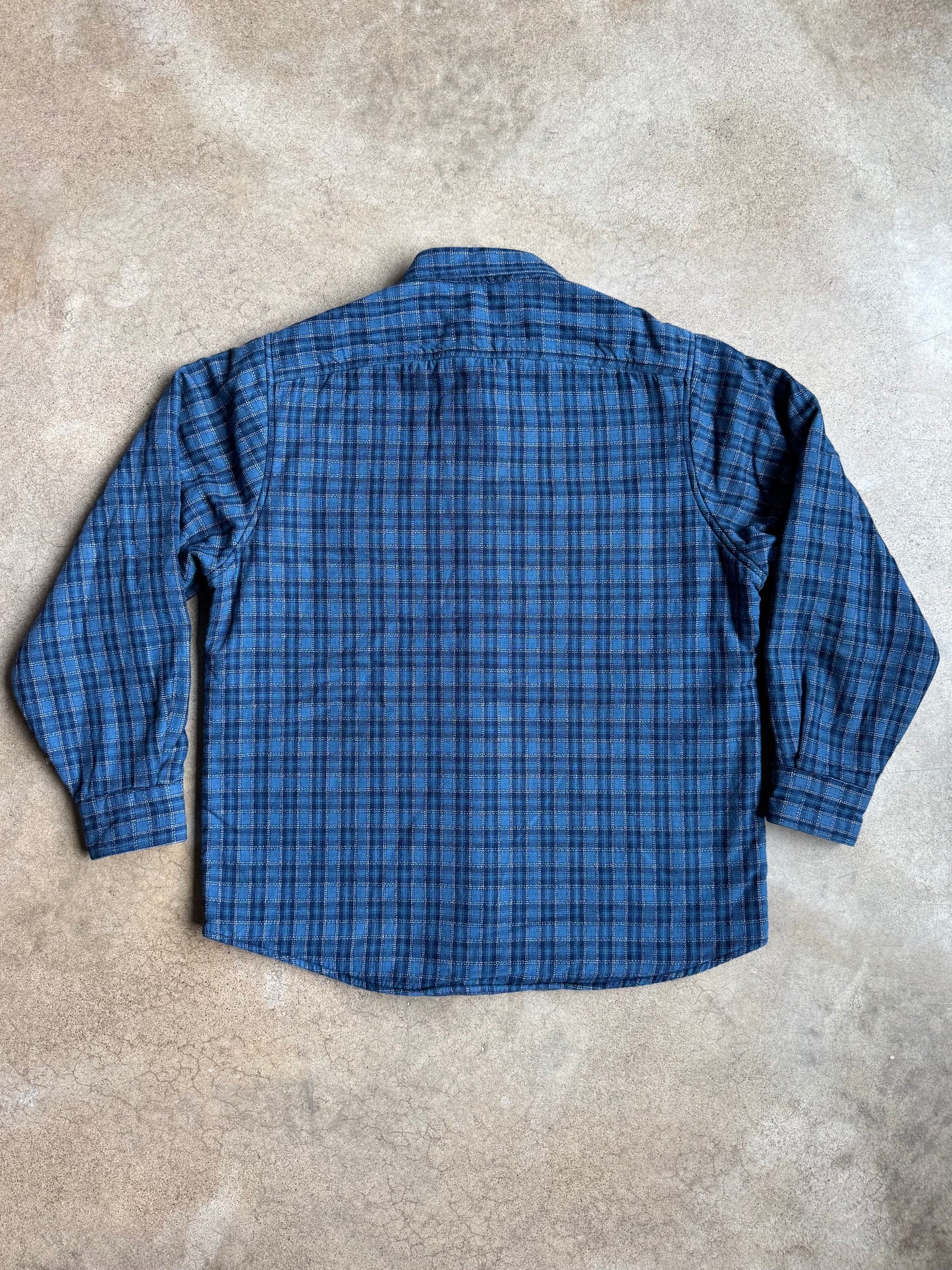 Vintage 1990s L.L. Bean Blue Plaid Fleece Lined Flannel Shirt | Medium