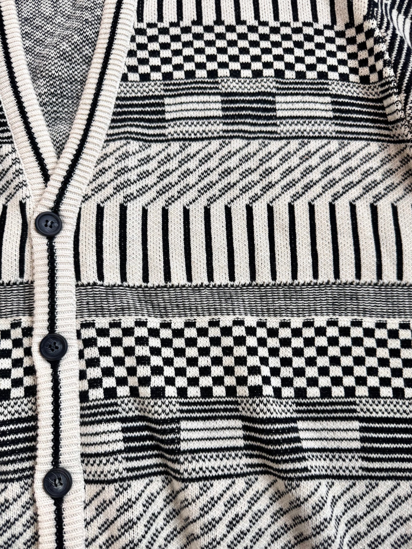 Vintage 1980s Salmon River Traders Geometric Cotton Cardigan | 1X