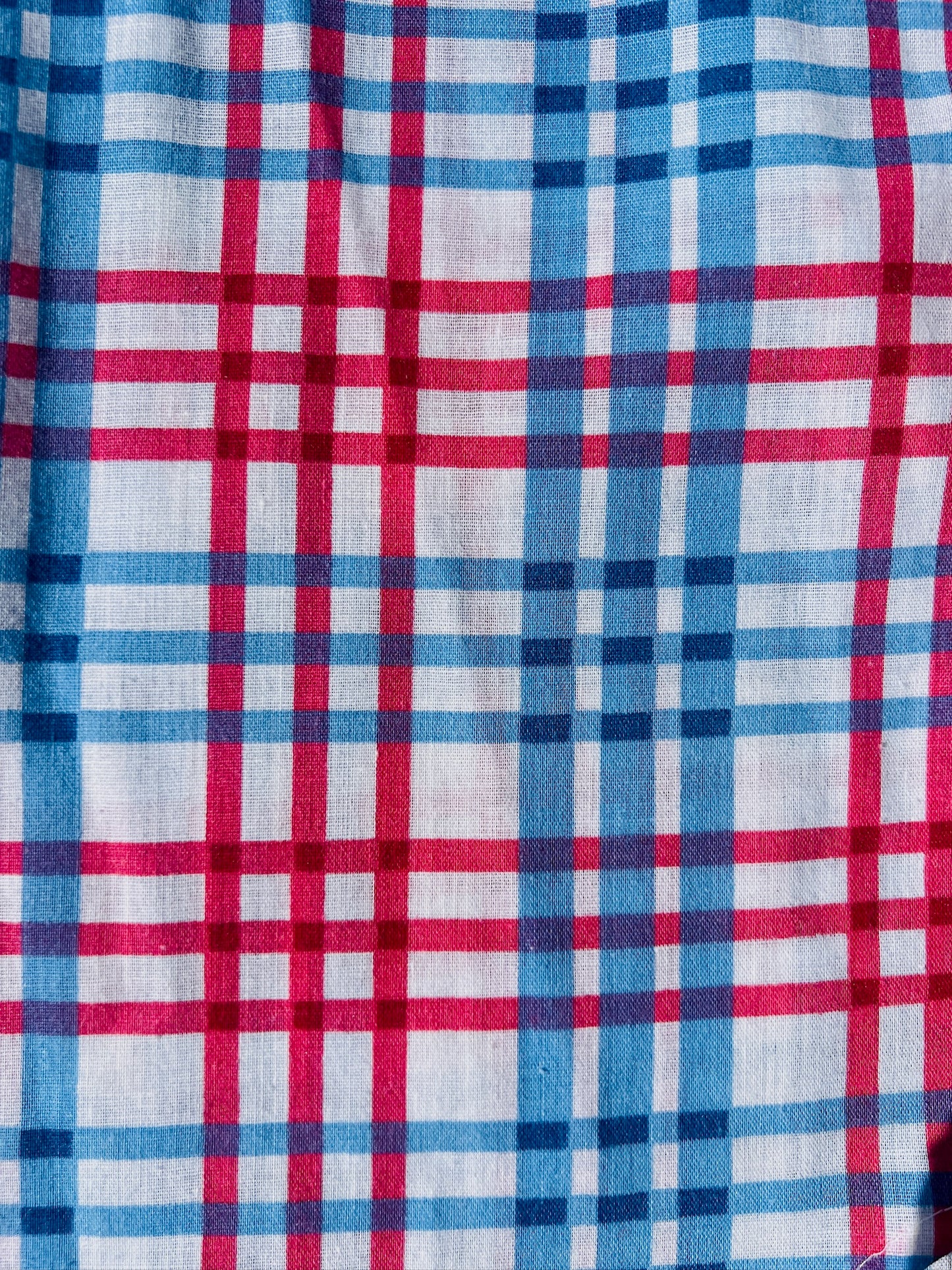 Vintage Sears Red & Blue Plaid Button-Up Shirt | Small