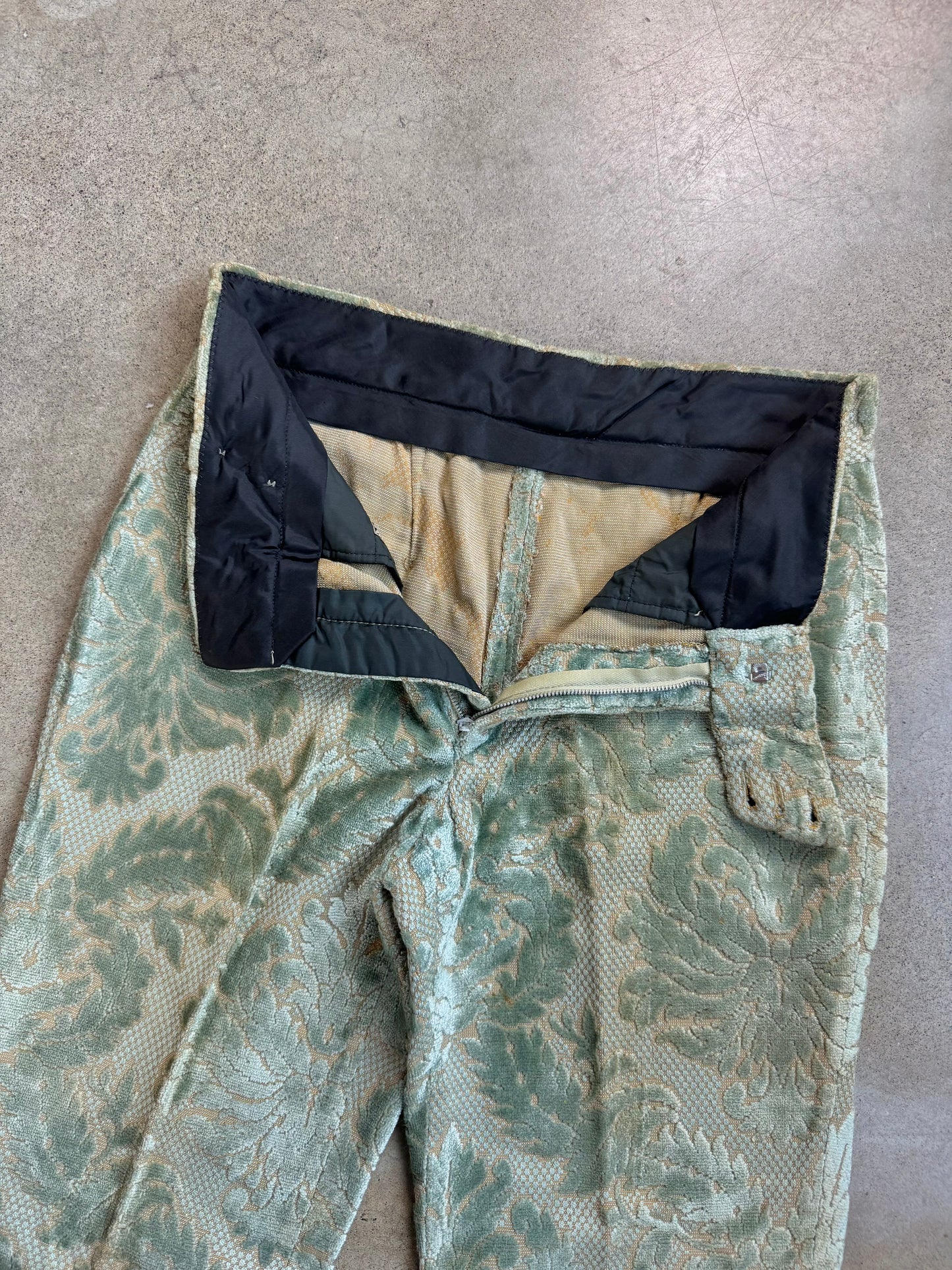 Vintage 1960s Lee Cooper Floral Tapestry Flare Trousers | Waist 28”