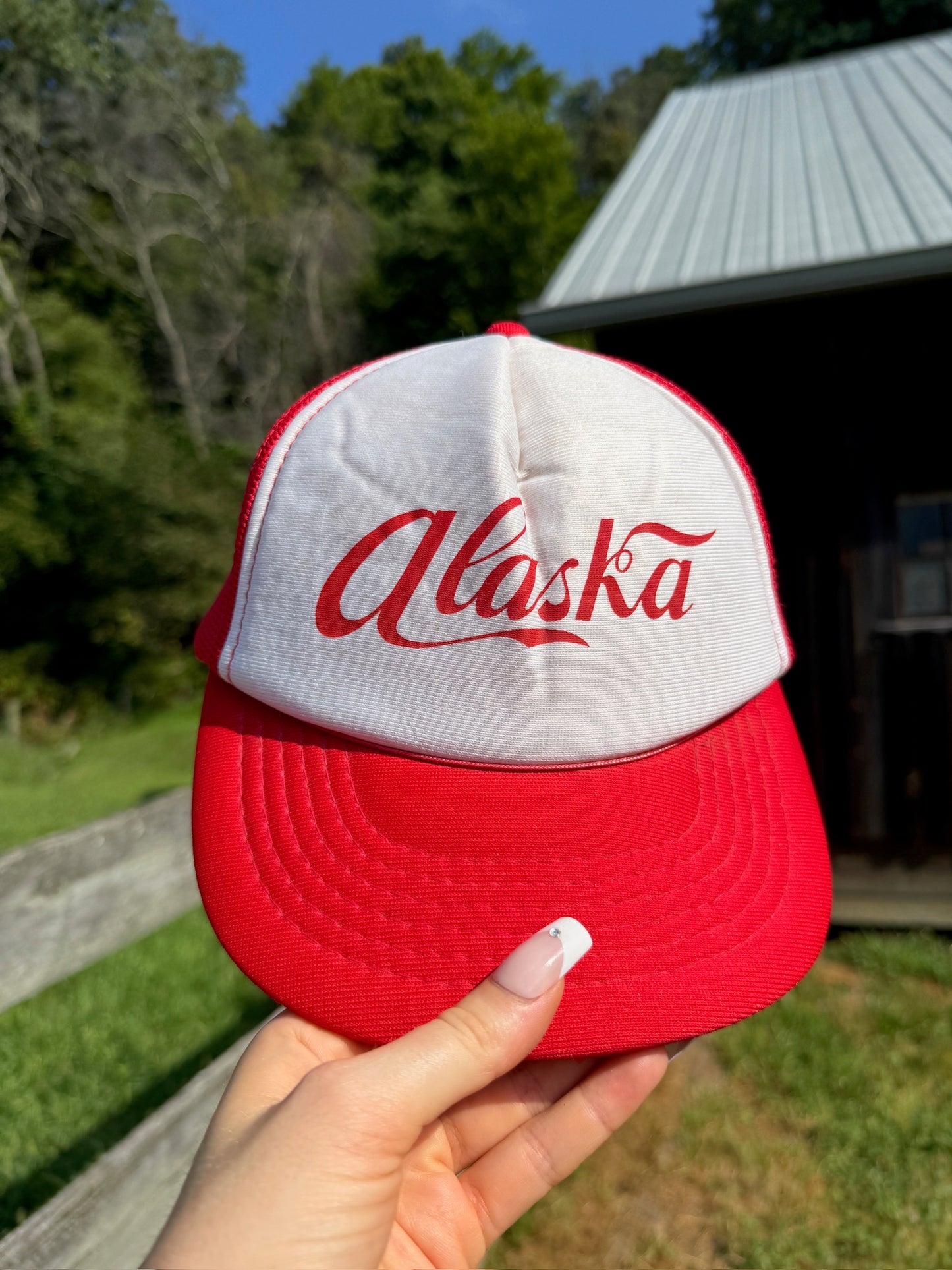 Vintage 1970s Red & White Alaska Trucker Hat