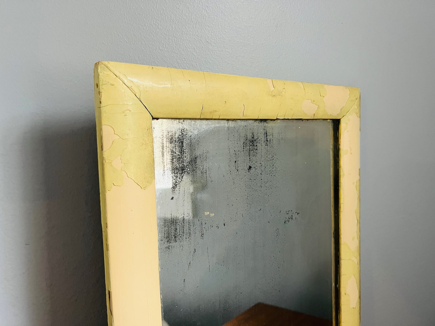 Antique 1900s Wood Framed Rustic Wall Mirror