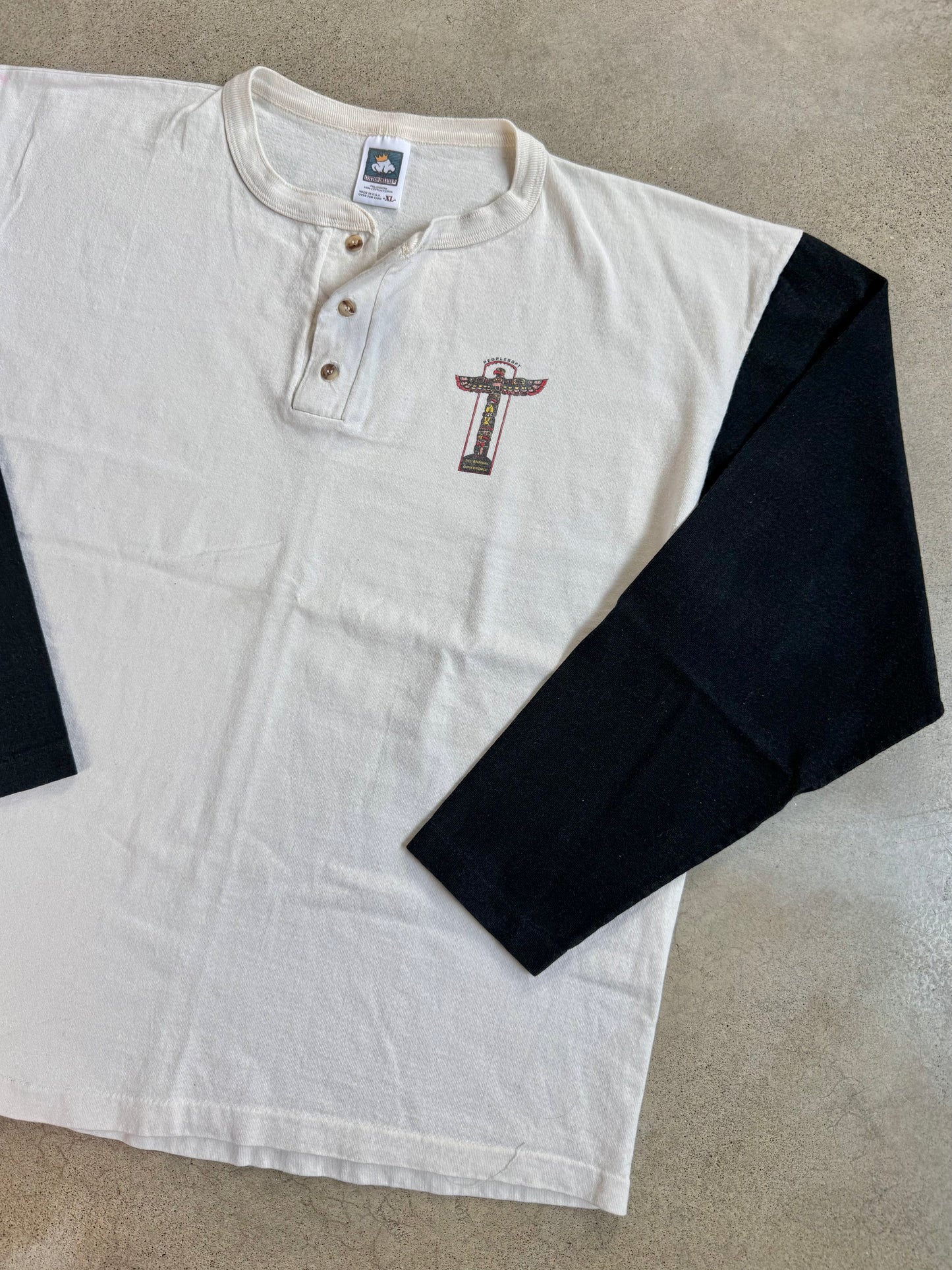 Vintage 1990s PeopleSoft Conference Two-Tone Cotton Henley Tee | XL