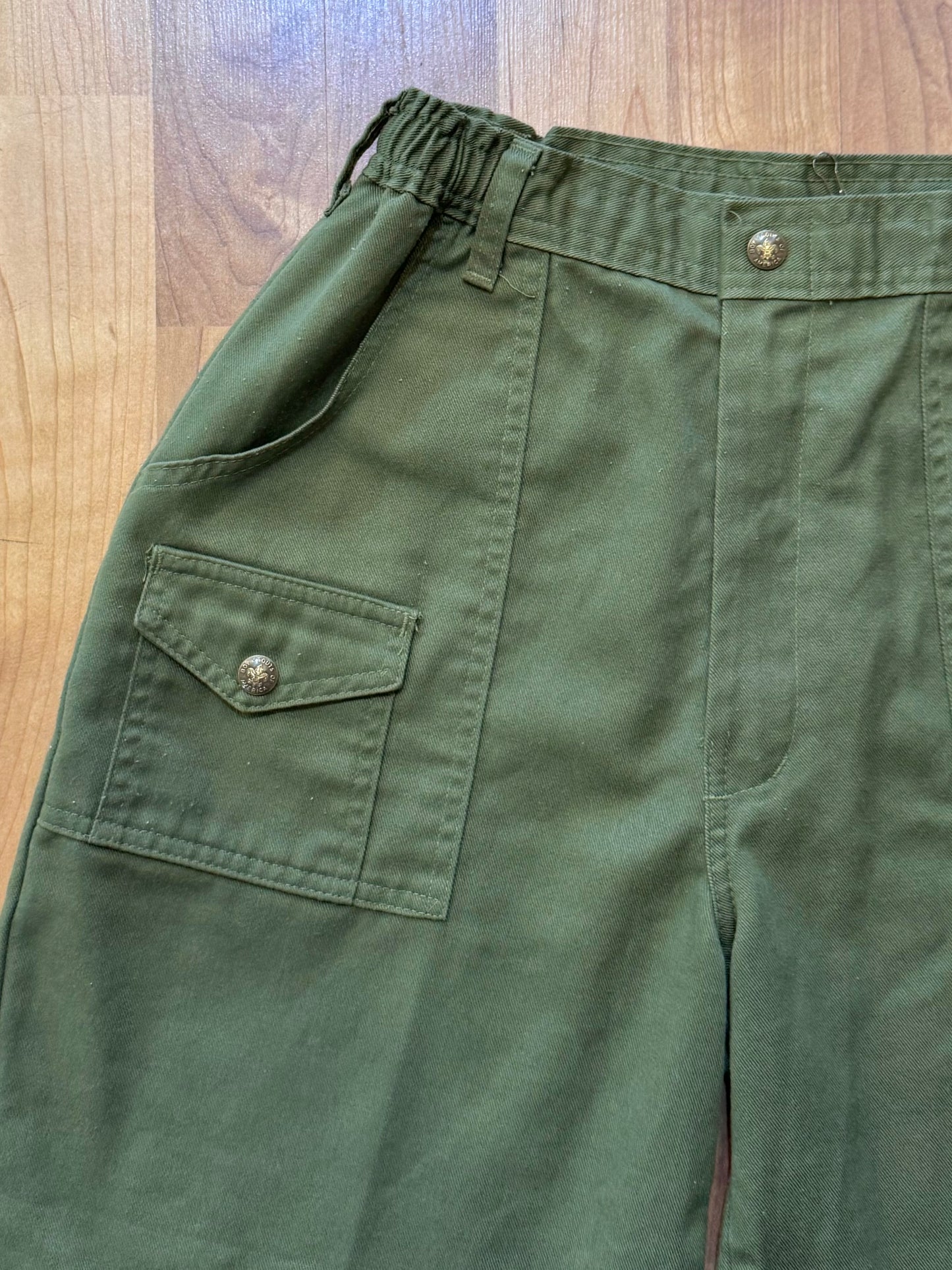 Vintage Boy Scouts Uniform Green Cotton Utility Shorts | S/M