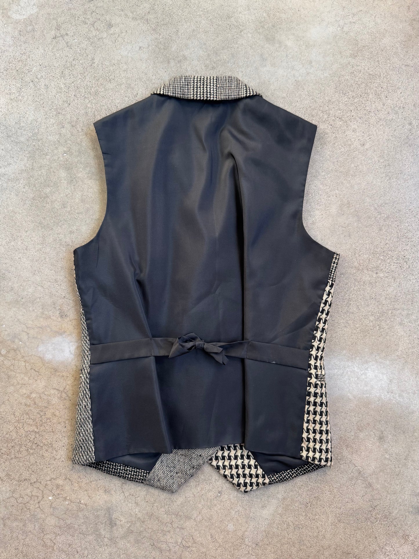 Vintage 1990s Gantos Neutral Woven Patchwork Wool-Blend Vest | Small
