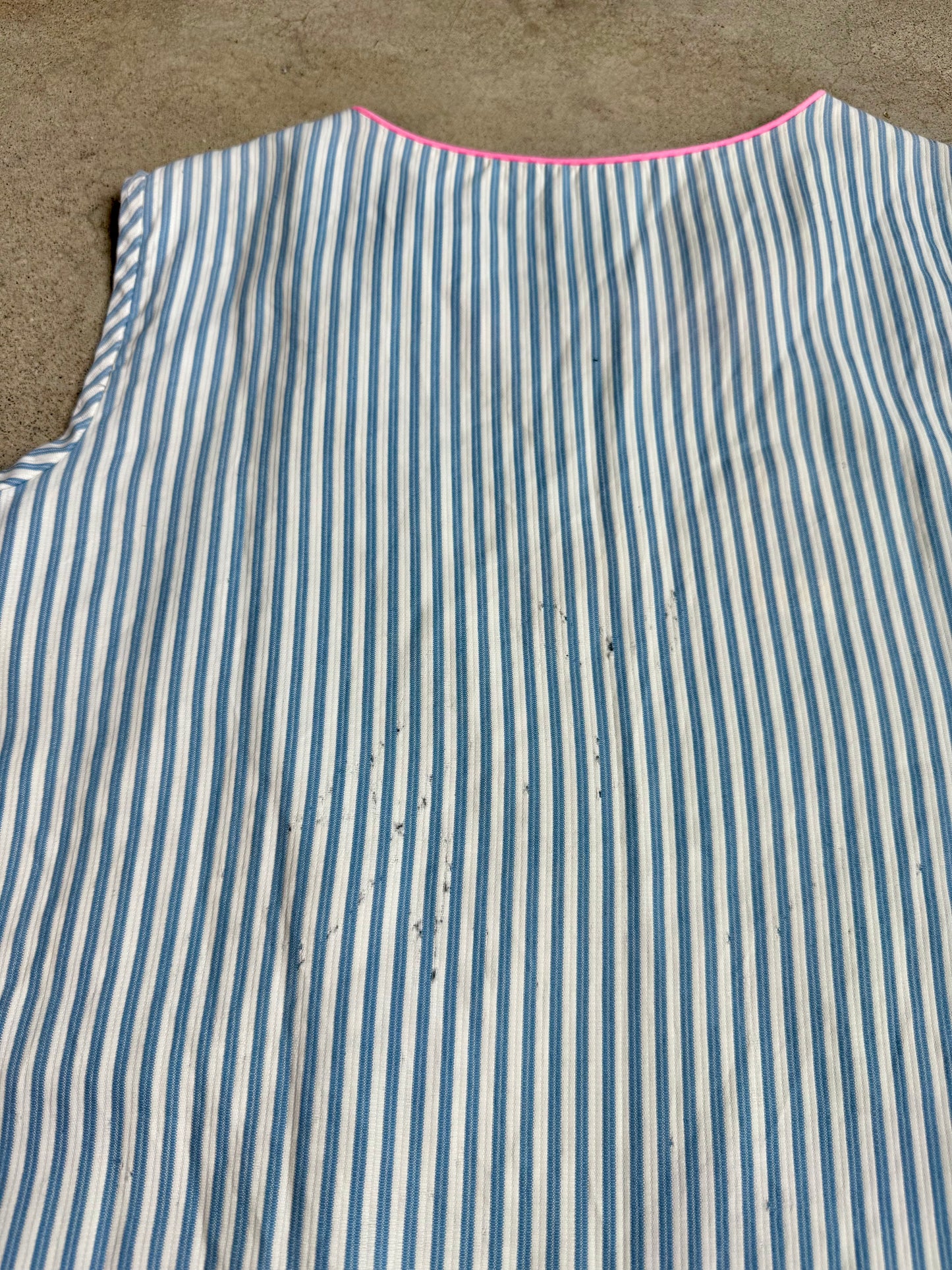 Vintage Leisure Lady Floral Embroidered Striped Romper | XL