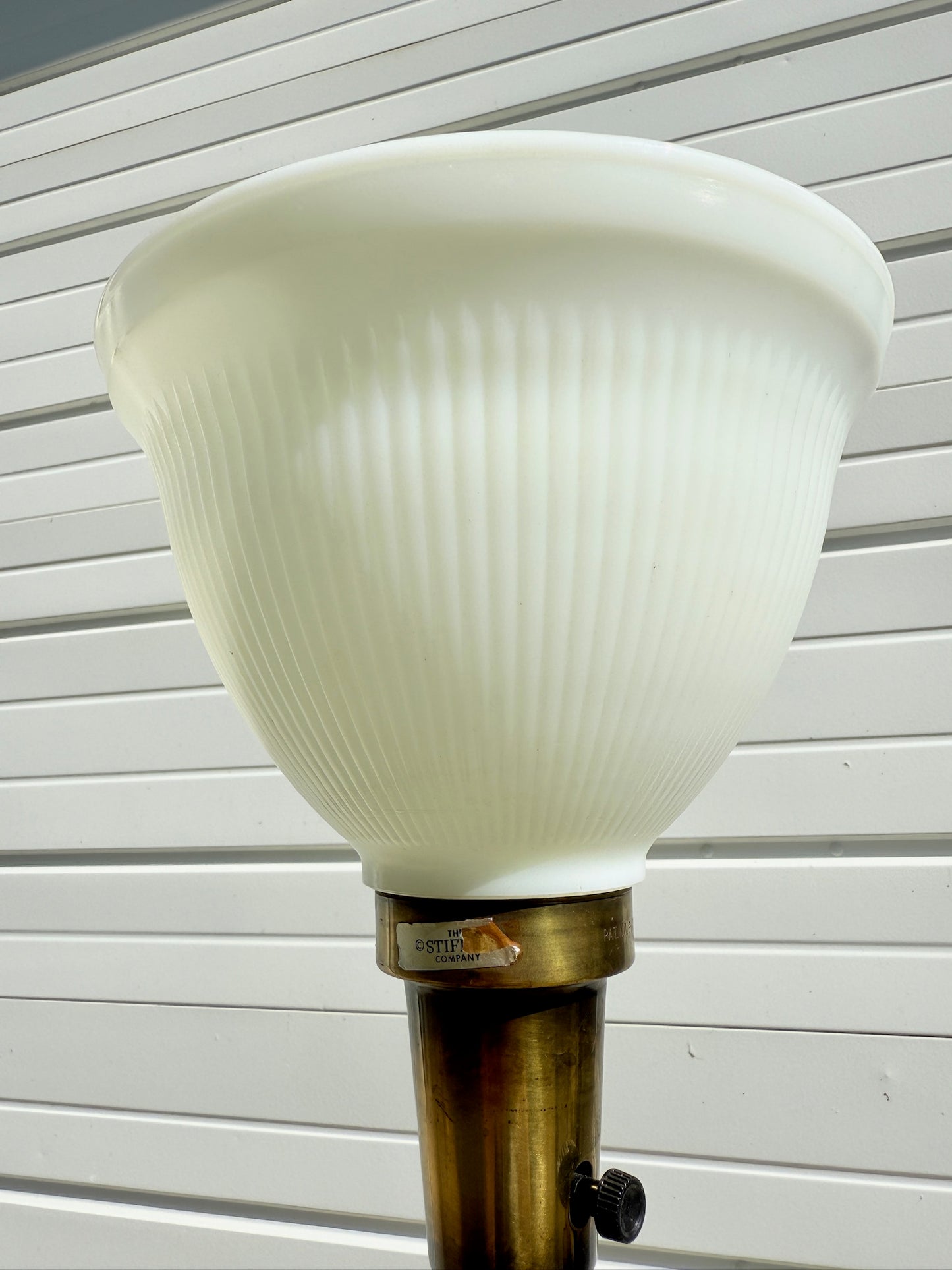 Vintage 1940s The Stiffel Company Solid Brass & Milk Glass Table Lamp