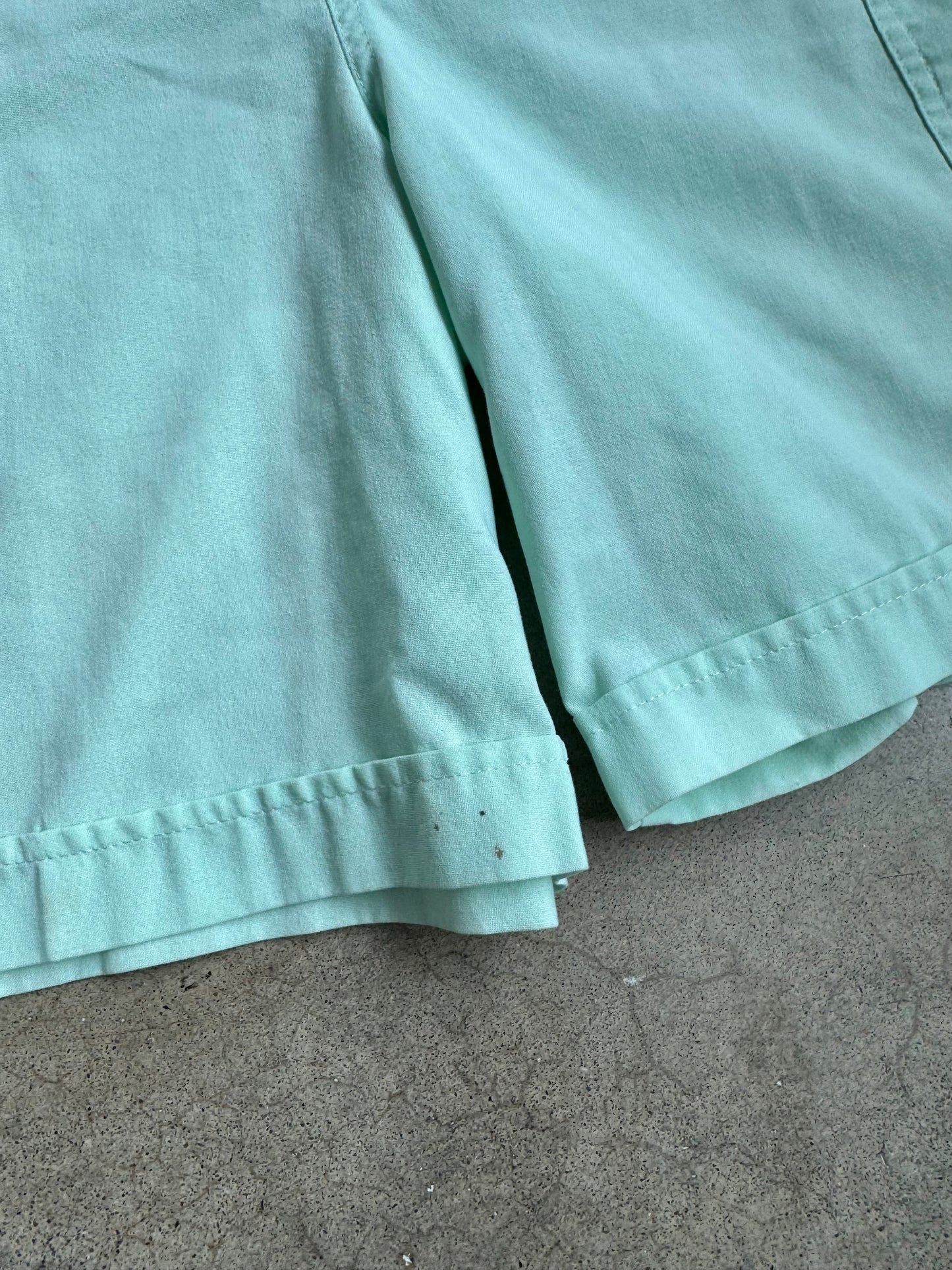 Vintage 1990s Blue Cabana Pastel Green Beach Shorts | Medium