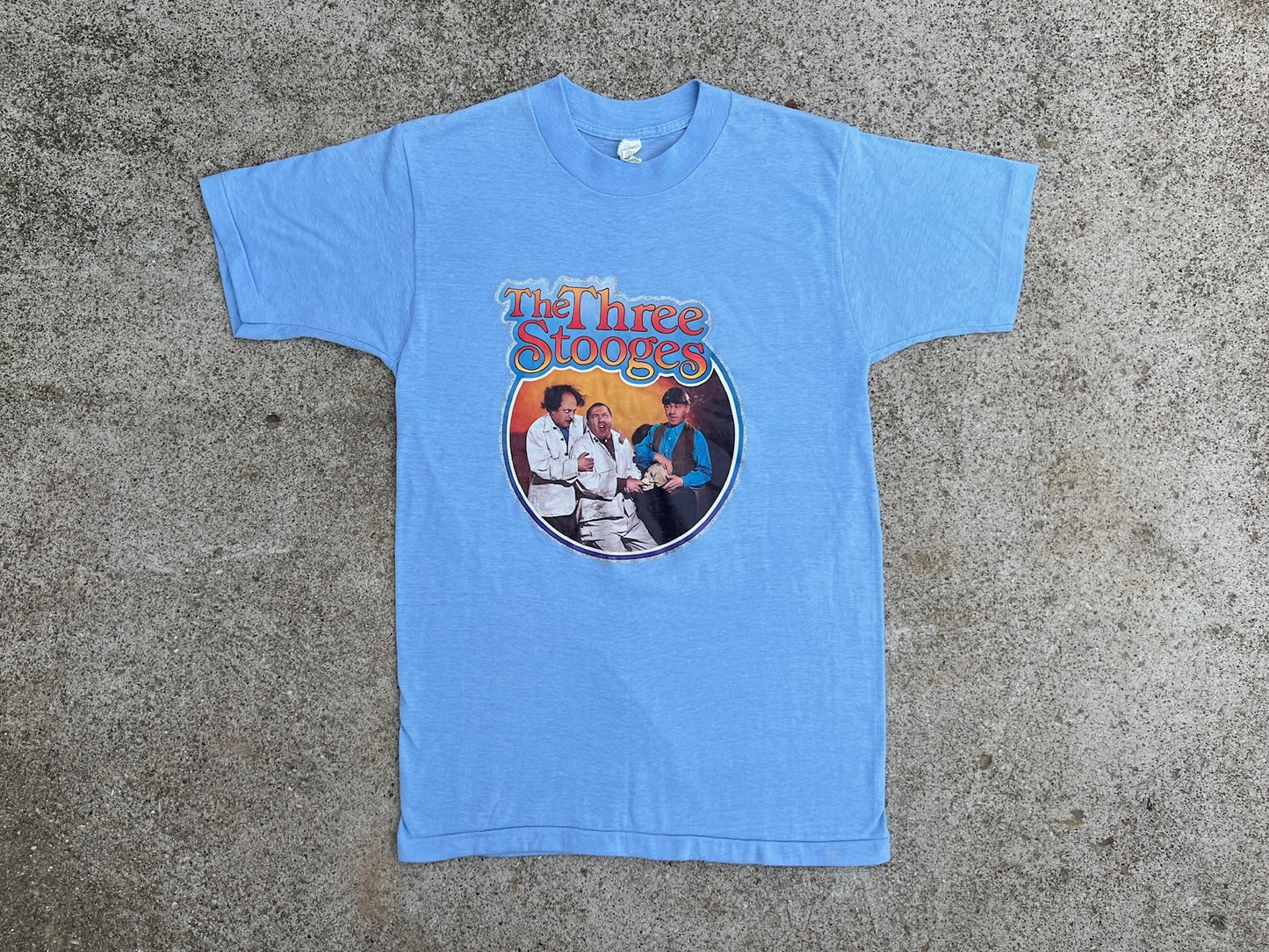 Vintage 1980s The Three Stooges Blue Graphic Tee | Medium
