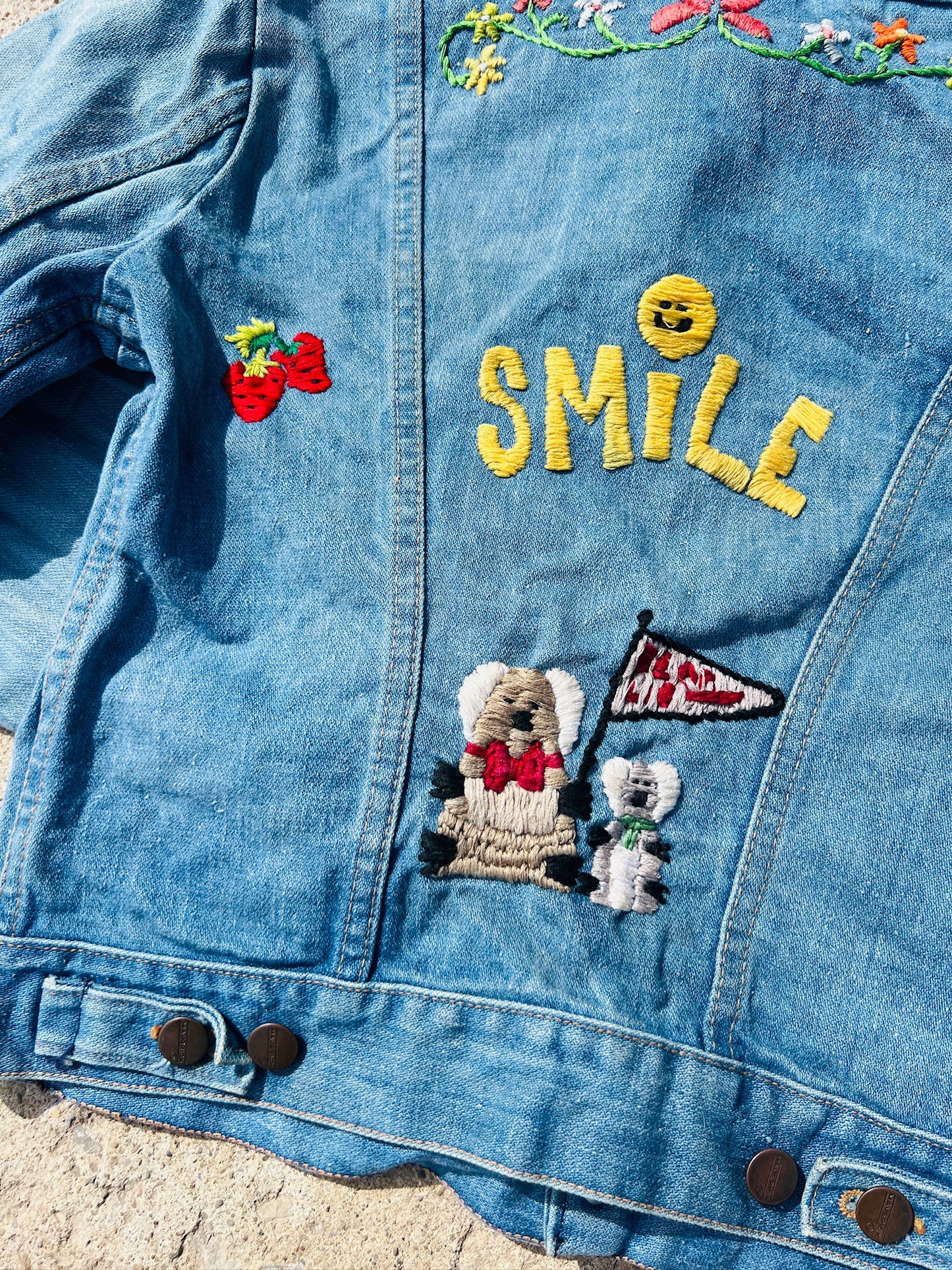Vintage 1970s Maverick Blue Bell Embroidered Denim Jacket | Small