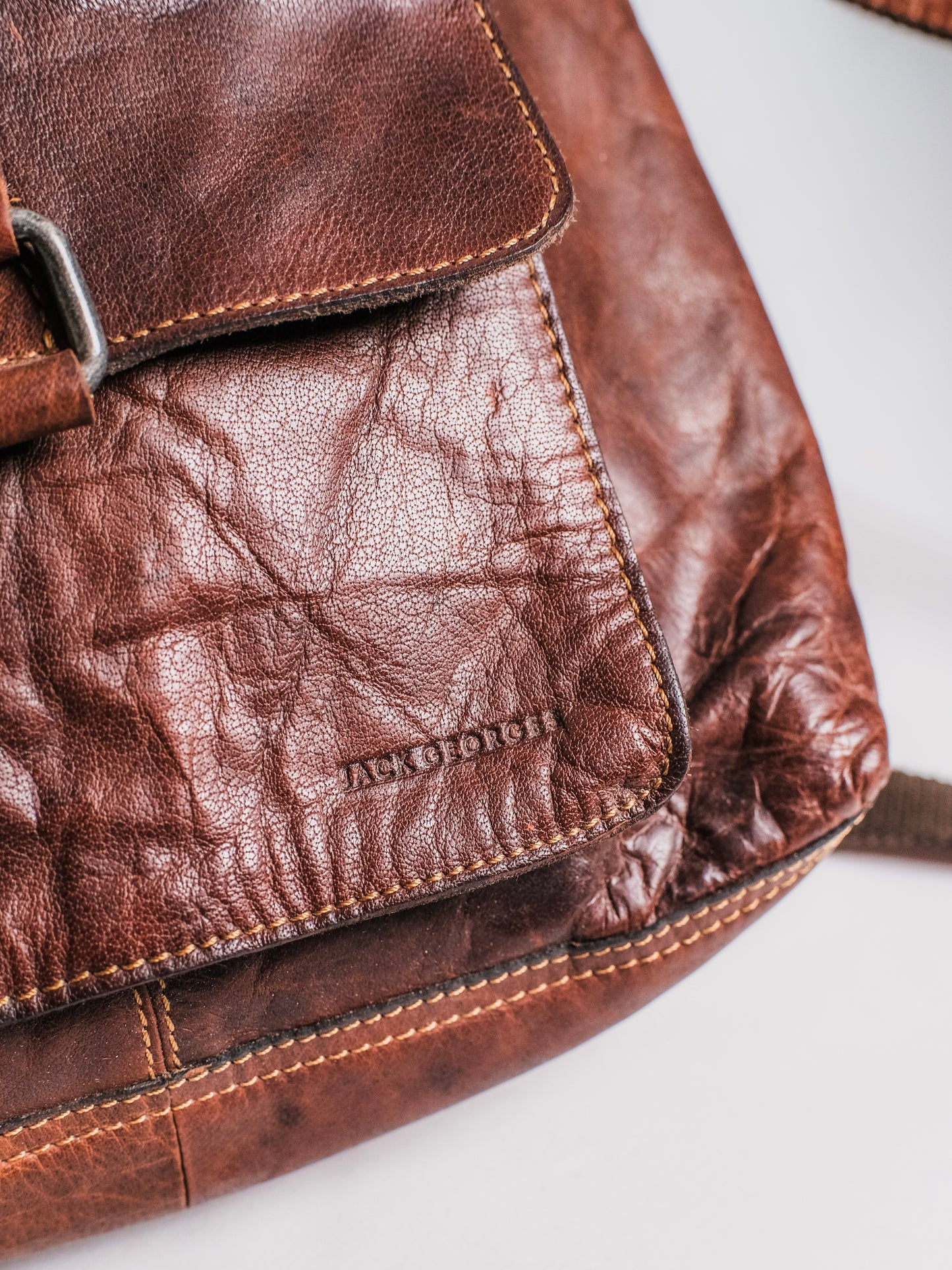 Vintage 1990s Jack Georges Voyager Brown Leather Crossbody Bag