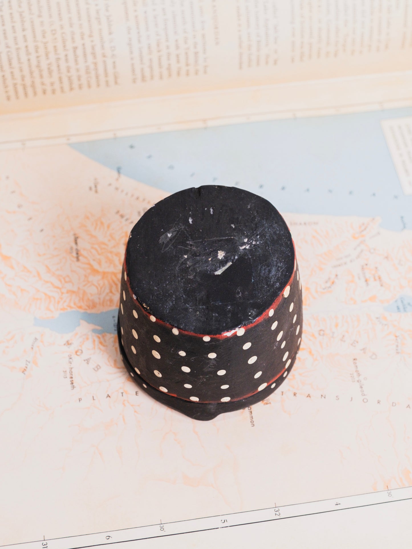 Wood Hand-Carved Painted Folk Art Cat Box