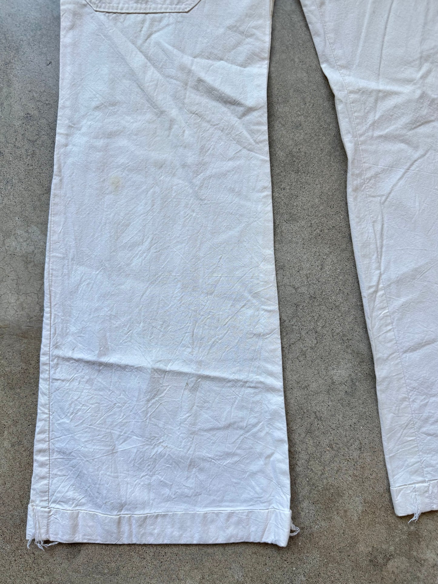 Vintage 1970s Philippe Salvet French Cotton Lace-Up Bell Bottom Pants | S/M