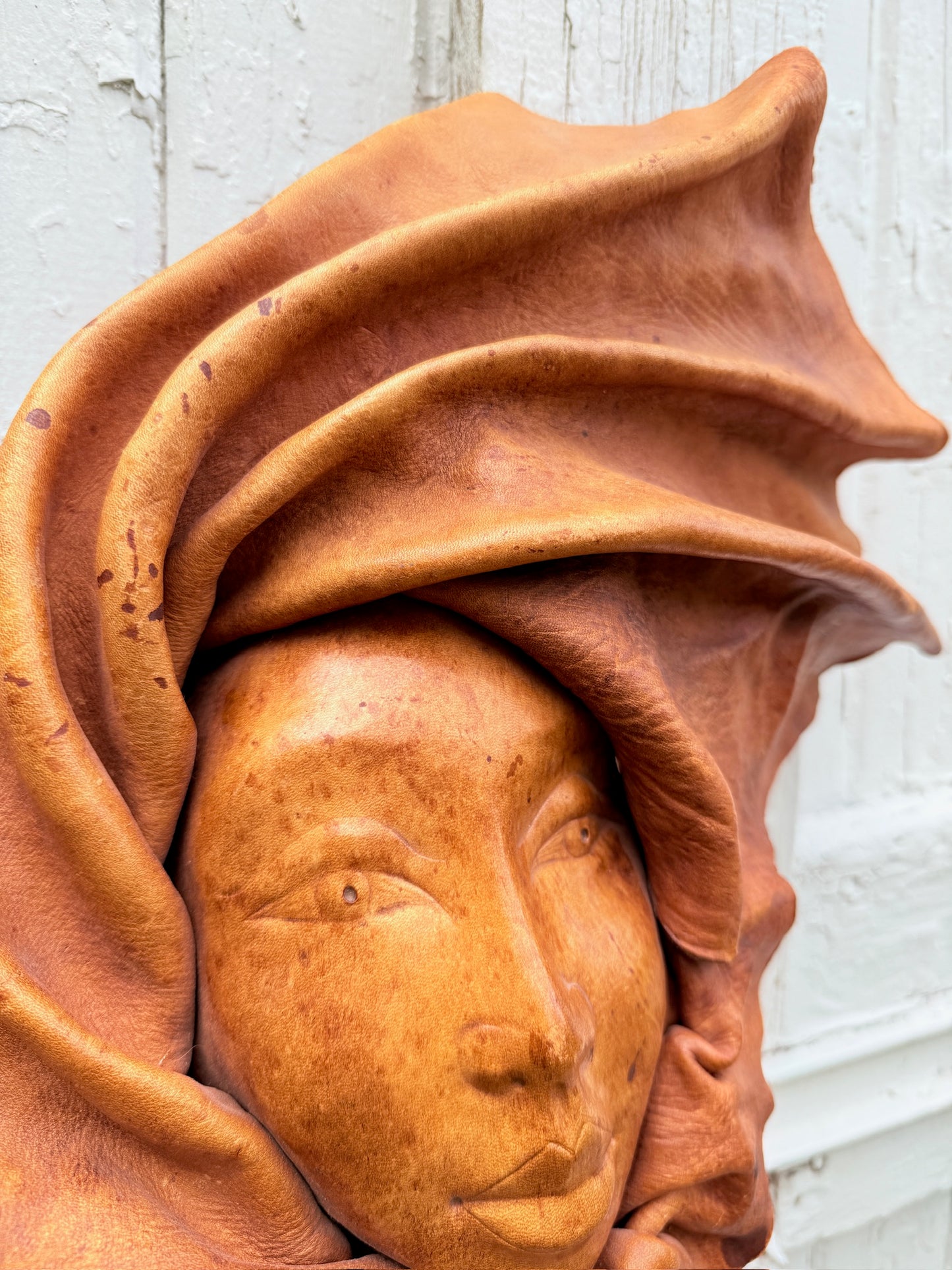 Vintage 1960s Molded Leather Face Mask Wall Hanging