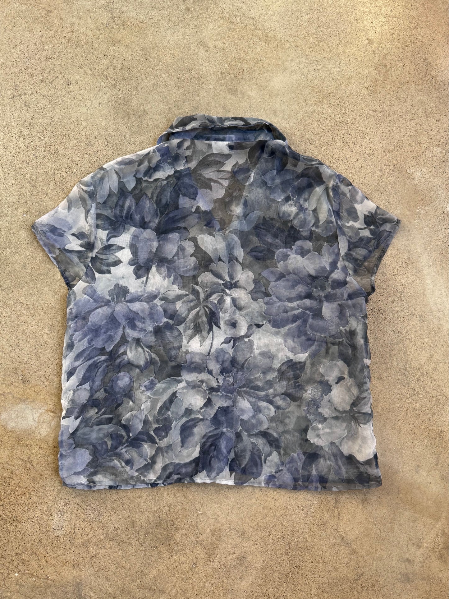 Vintage 1990s Gianfranco Bassi Sheer Floral Blouse | Medium