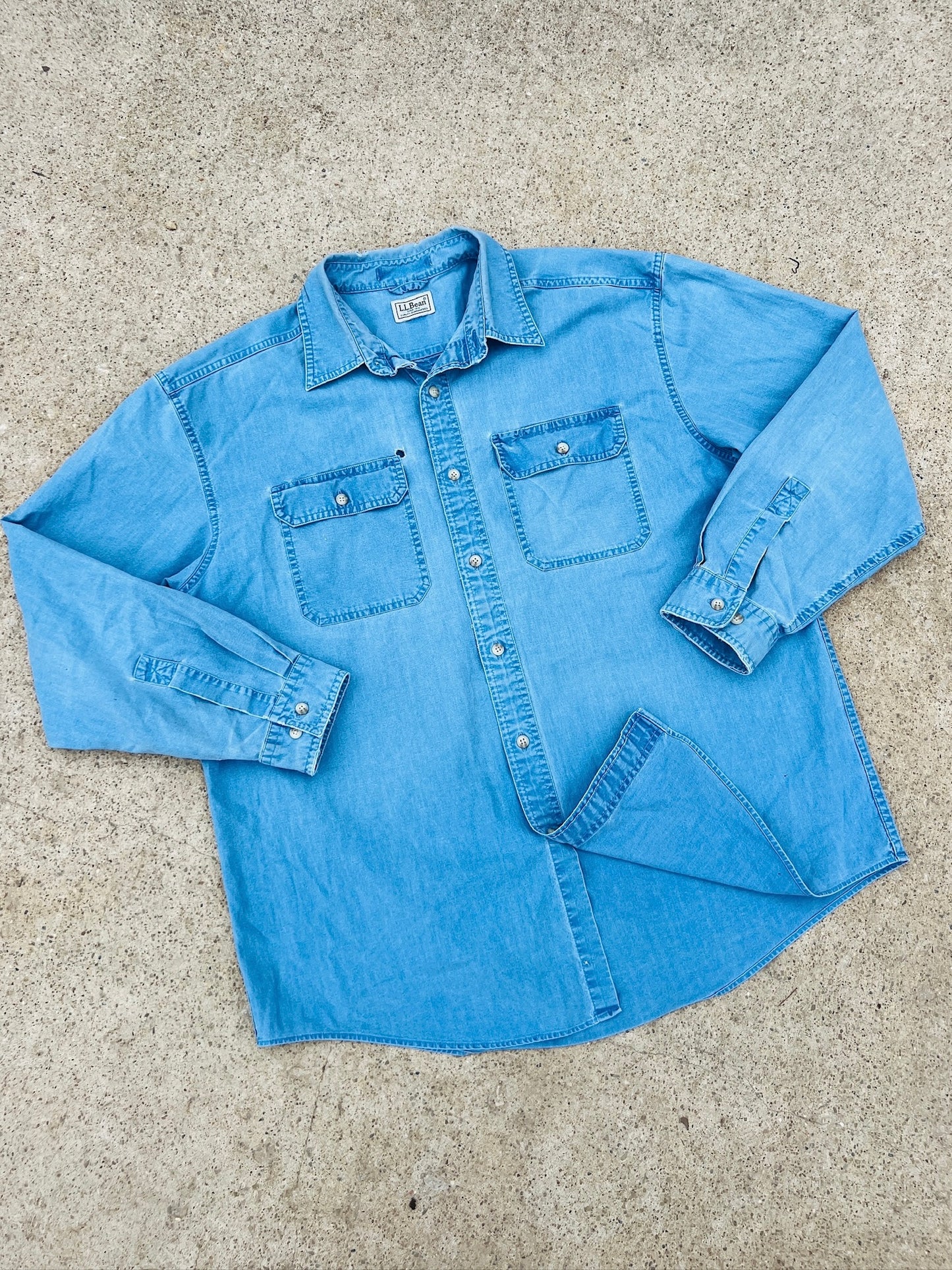 L.L. Bean Chambray Cotton Utility Shirt | XL