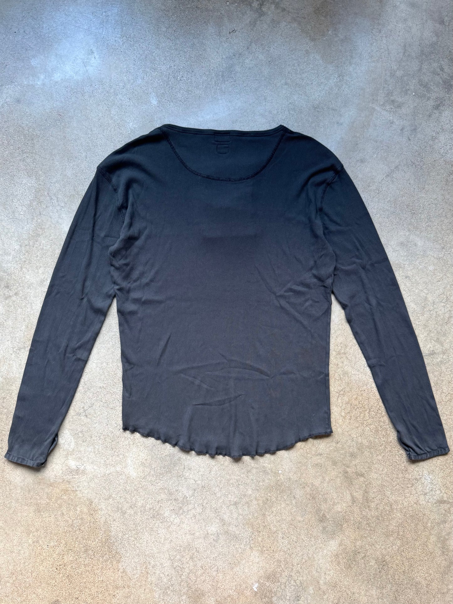 Indigofera “Hank” Supima Cotton Ribbed Asymmetric Henley Shirt | Large
