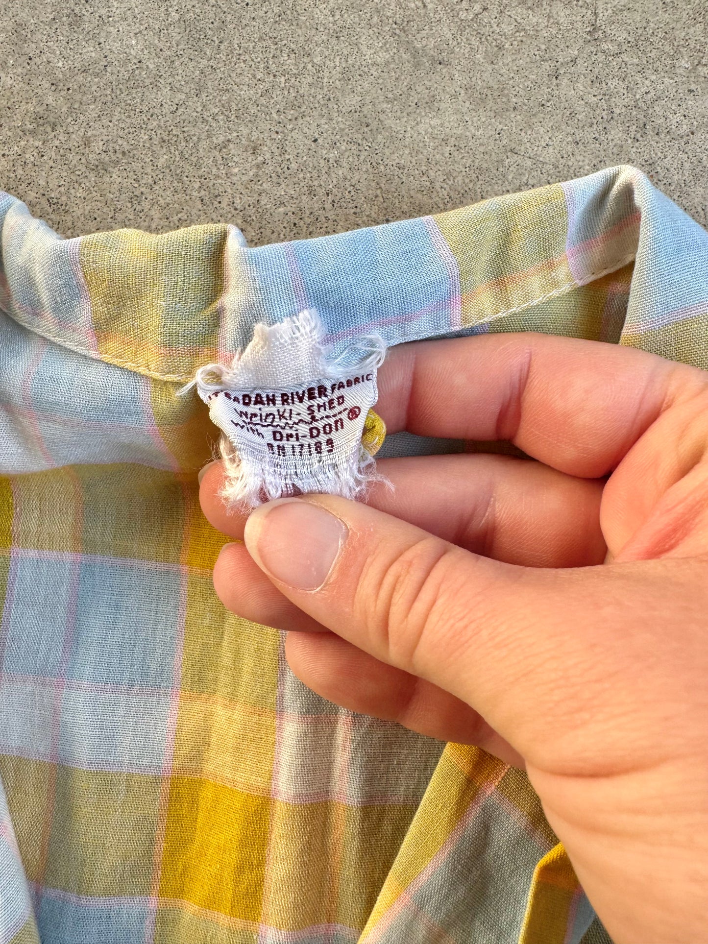 Vintage 1940s Dan River Fabric Plaid Short Sleeve Shirt Dress | Medium
