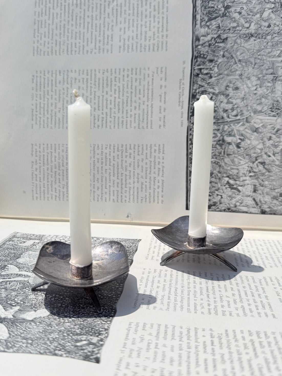 Vintage 1950s Danish Silver-Plated Small Candleholder Set