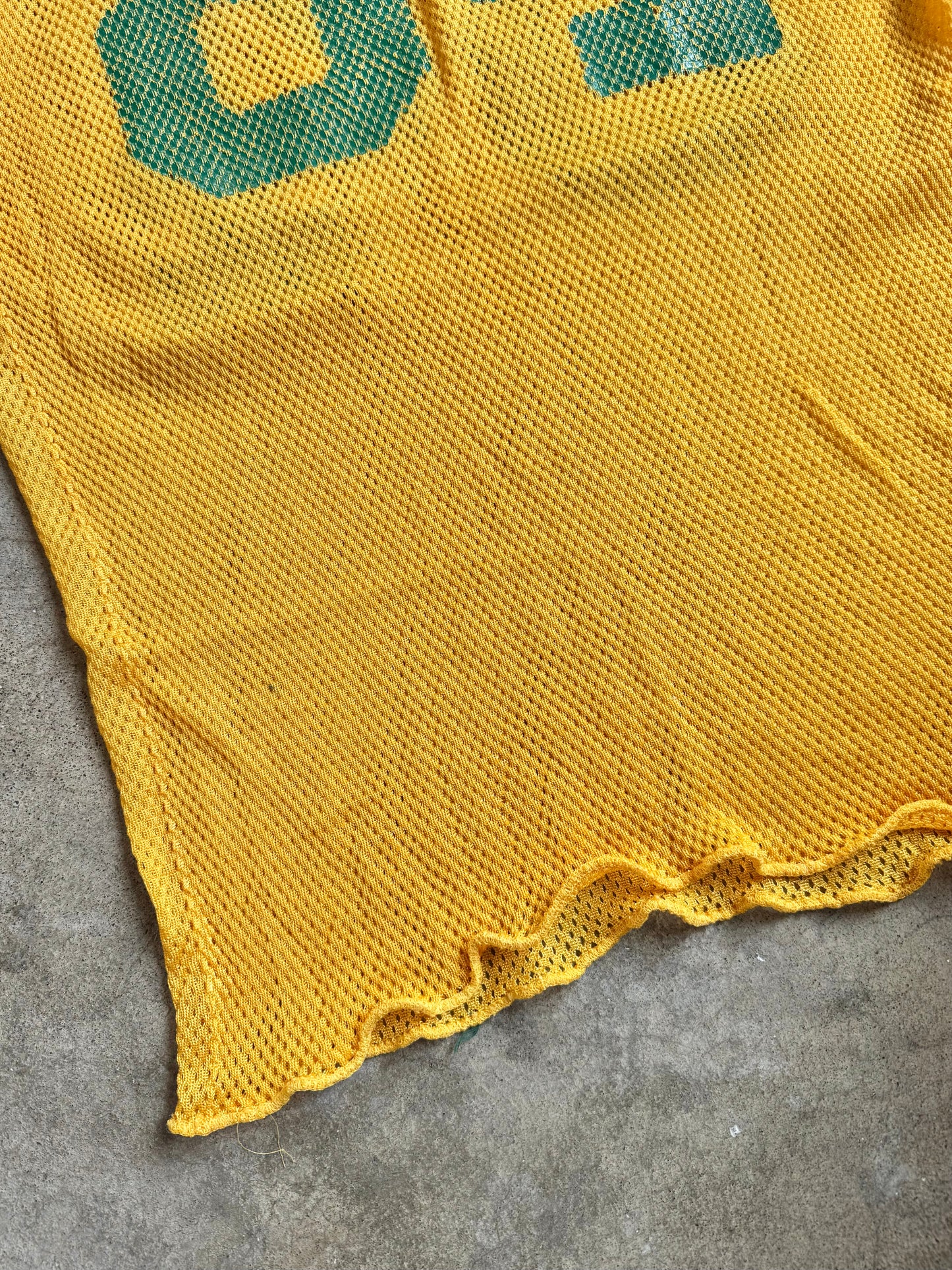 Vintage 1970s Yellow & Green #84 Distressed Mesh Football Jersey | L/XL