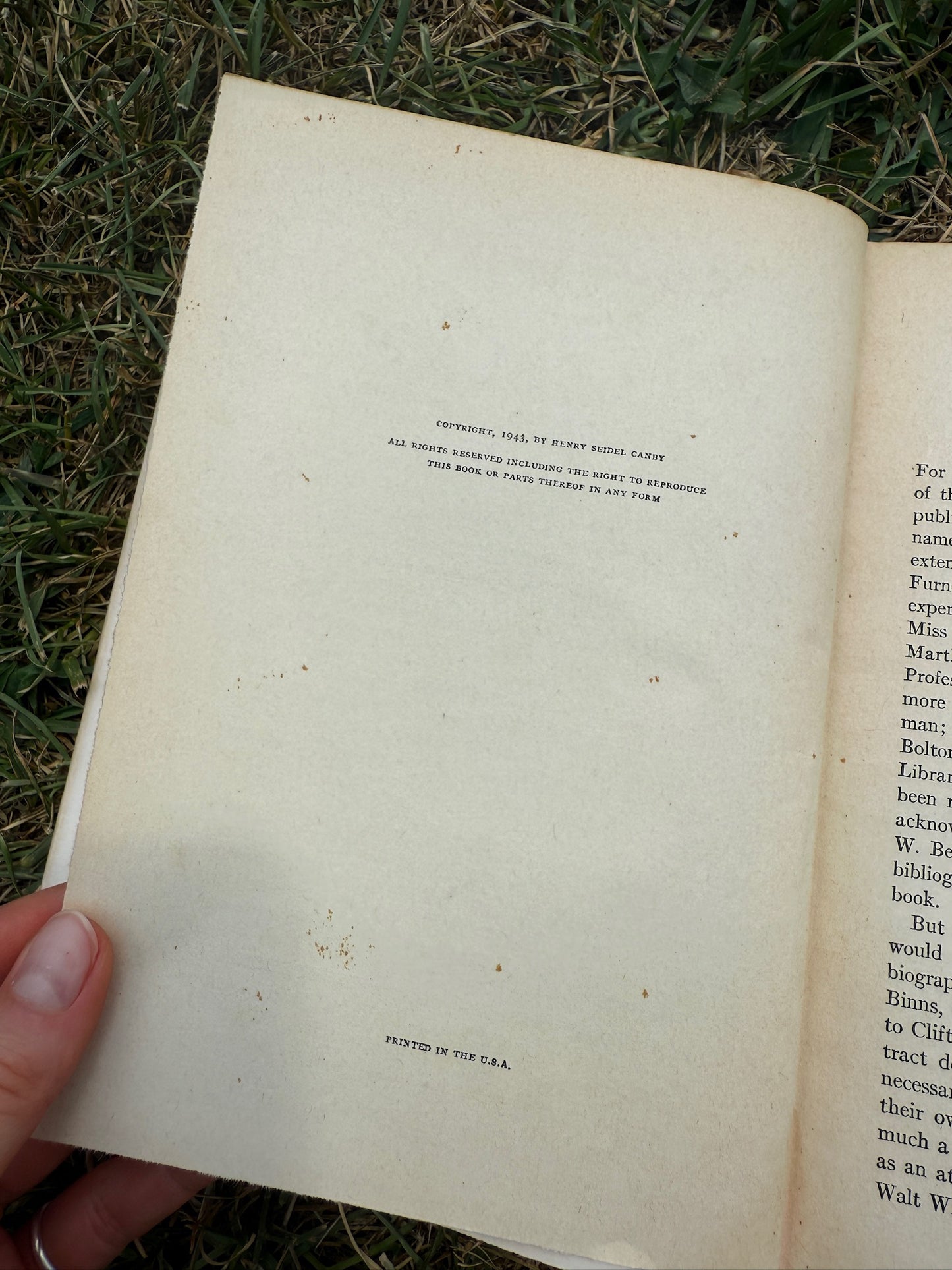 Vintage 1943 Walt Whitman: An American Hardcover Book