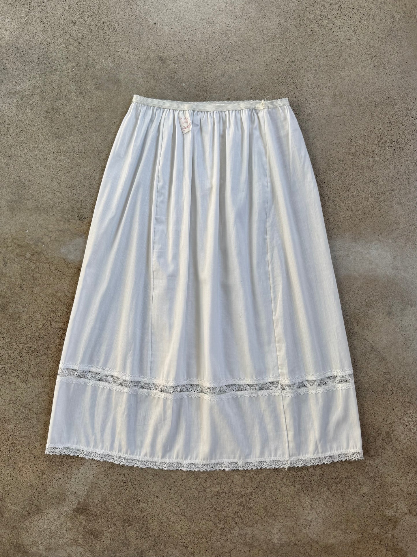 Vintage 1950s Berkliff White Cotton & Lace Slip Skirt | S/M