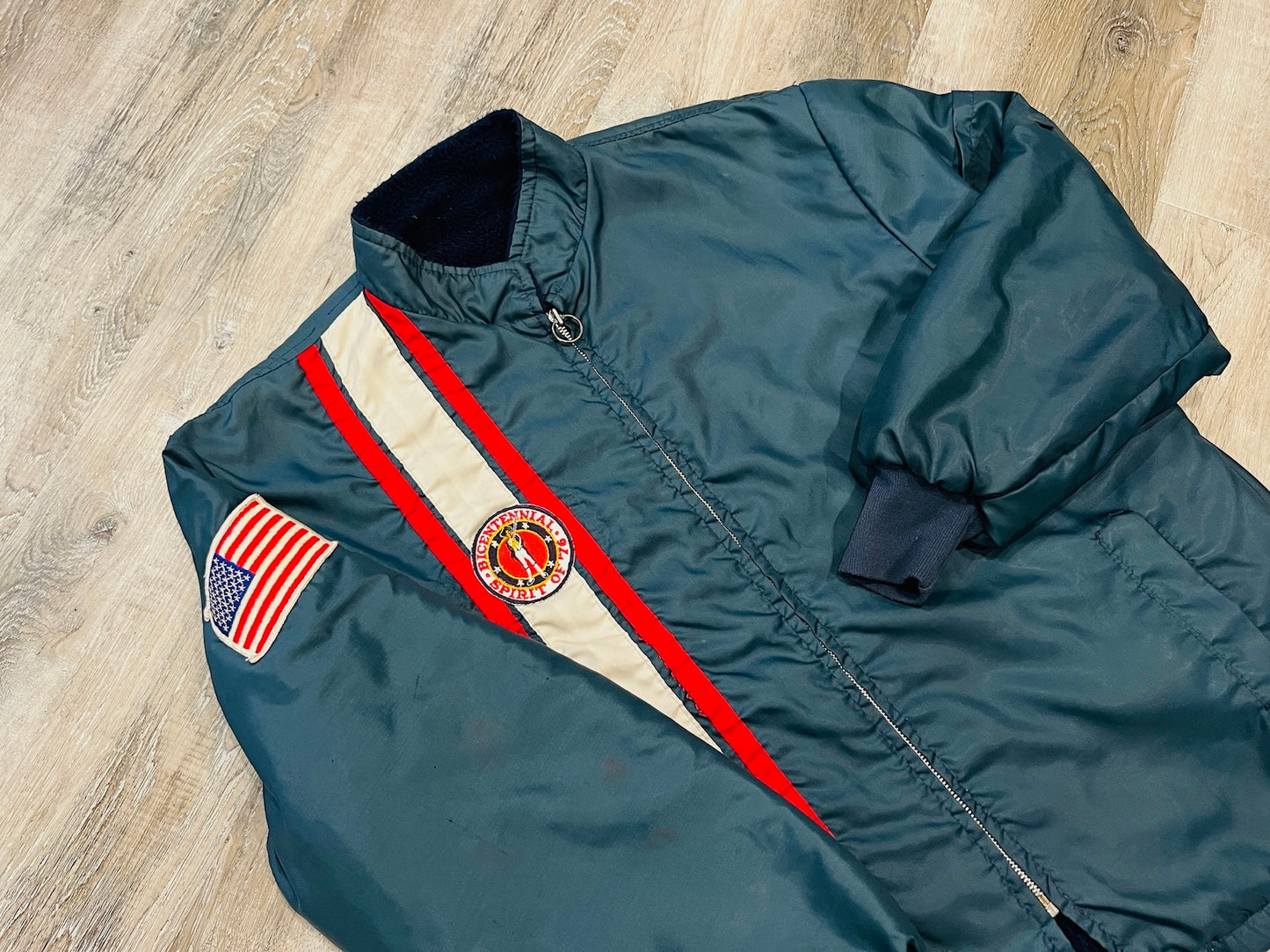 Vintage 1970s Navy "Spirit of '76" Patched Zip-Up Jacket | XL