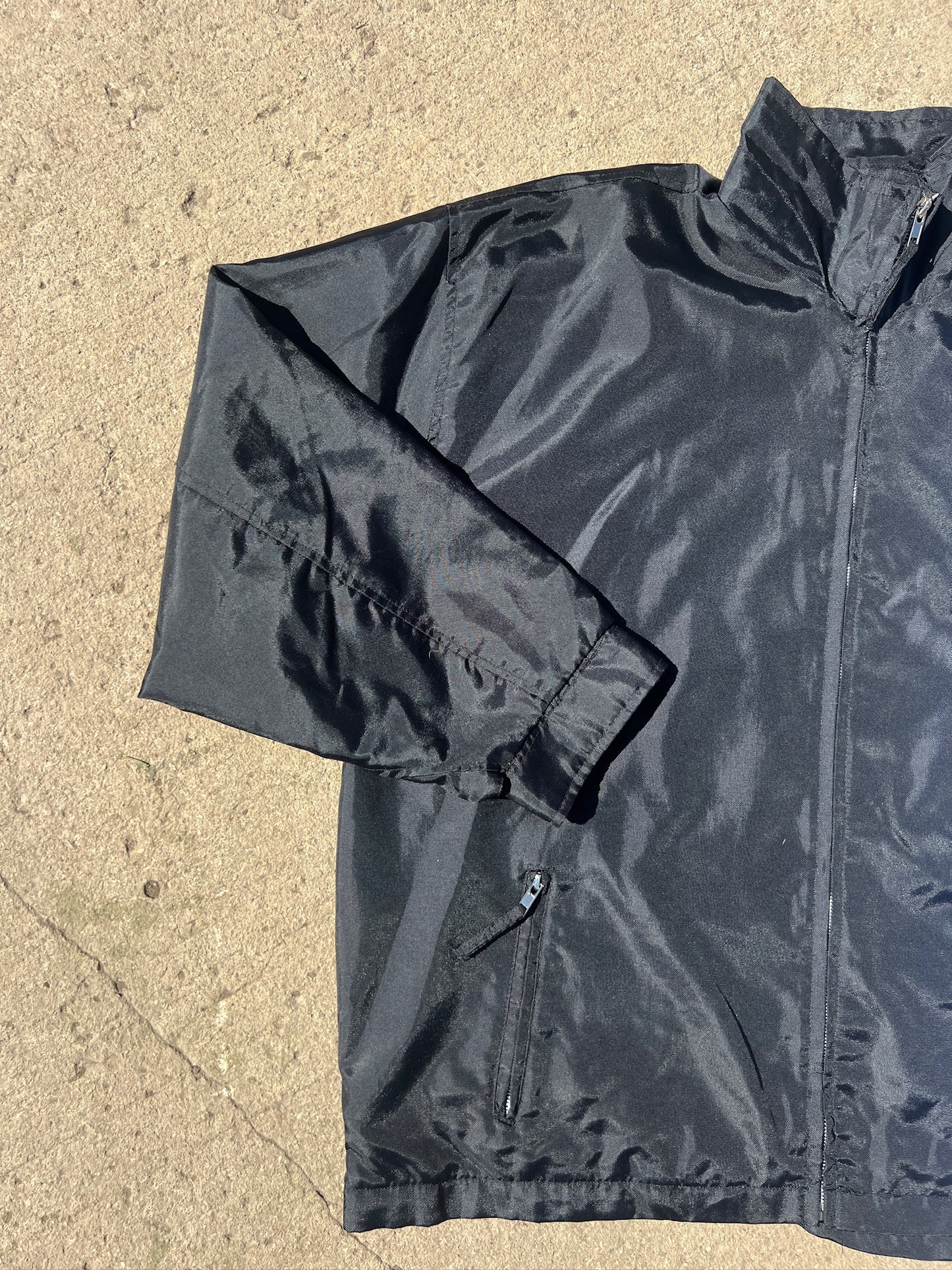 Y2K Tommy Hilfiger Black Racing Stripe Zip-Up Jacket | Large
