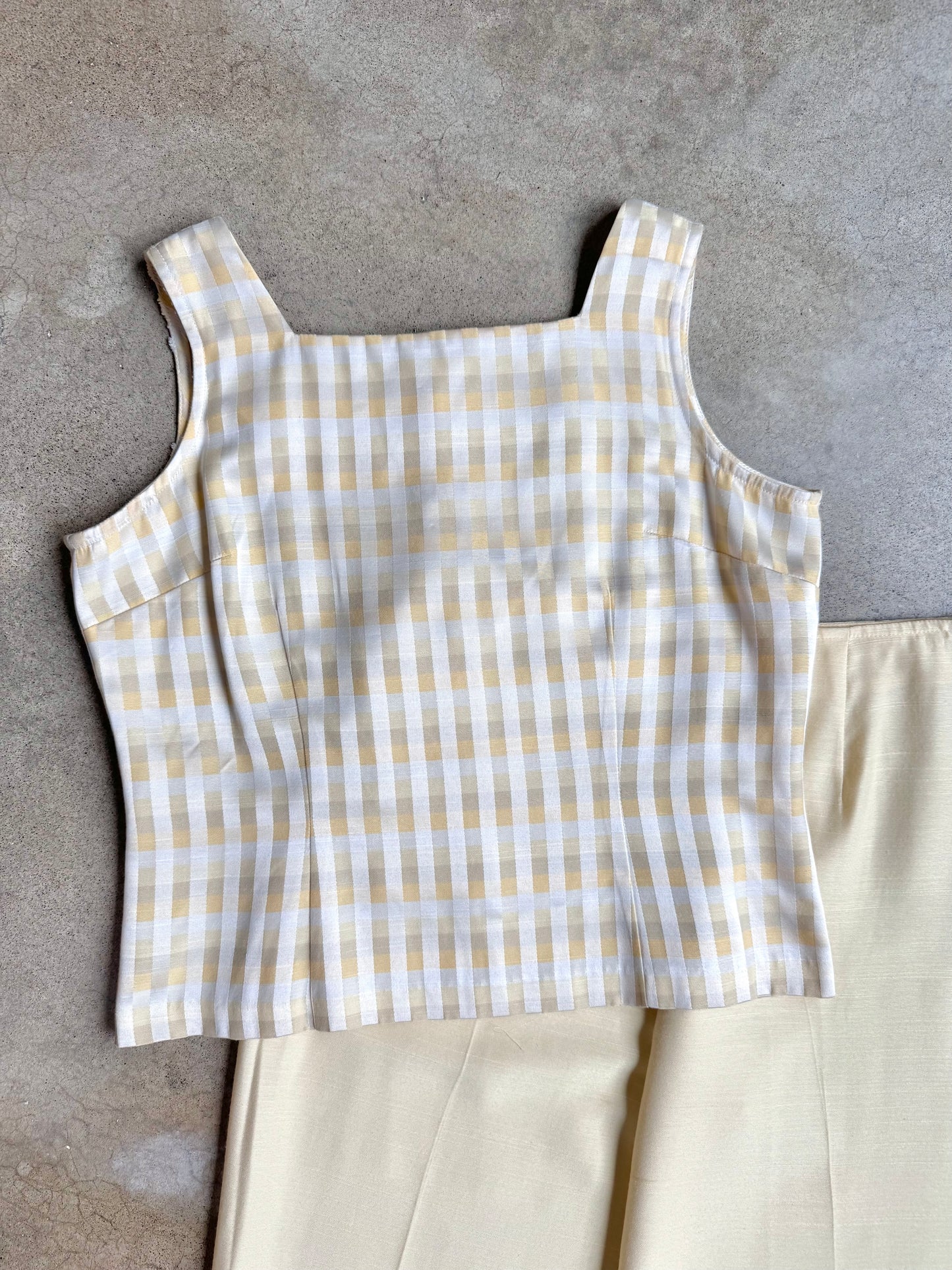 Vintage 1990s Giorgio Fiortini Butter Yellow Tank Top & Pant Set | Medium