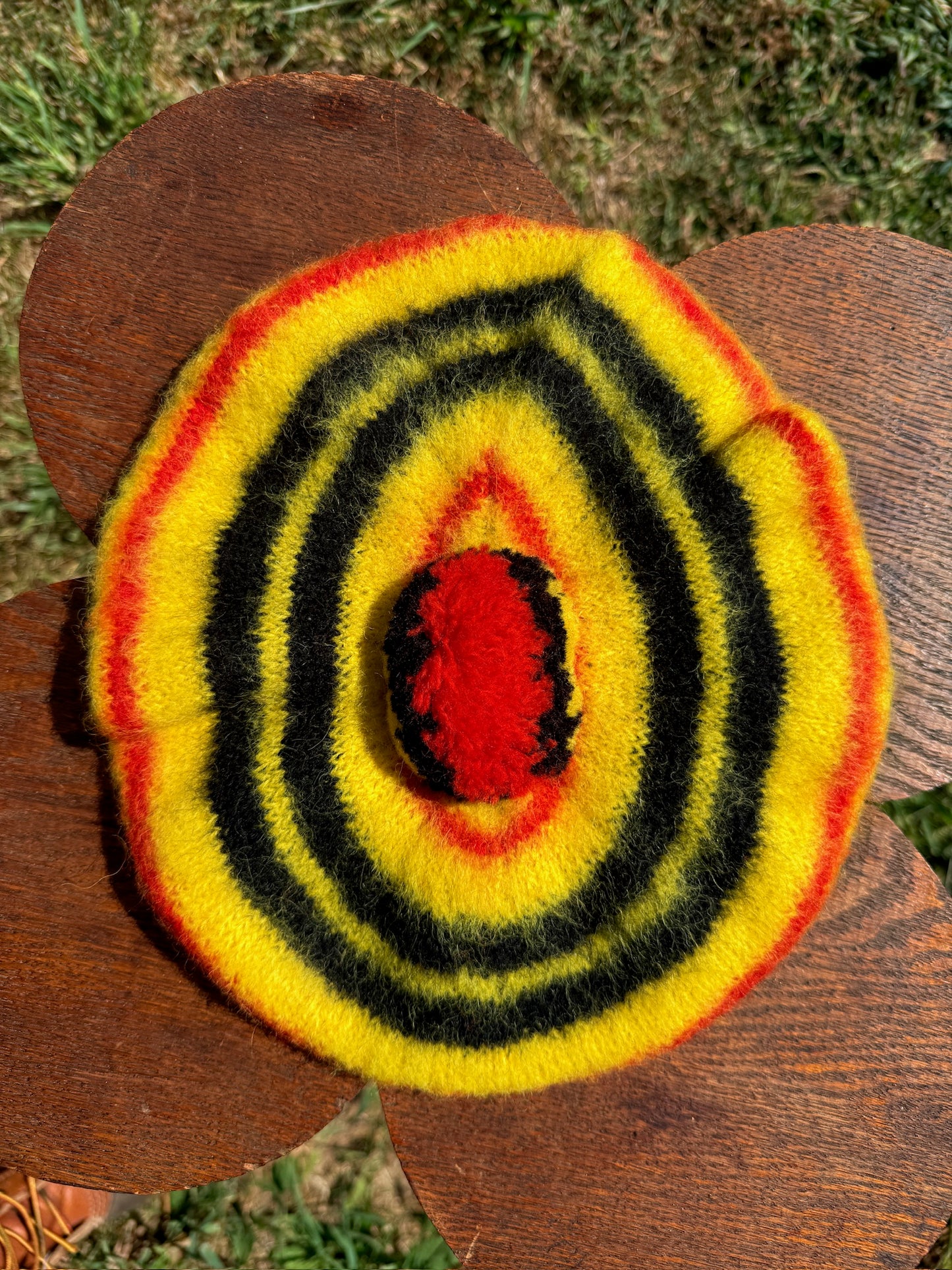 Vintage 1960s Dress McLeod Pure Wool Striped Pom Beret