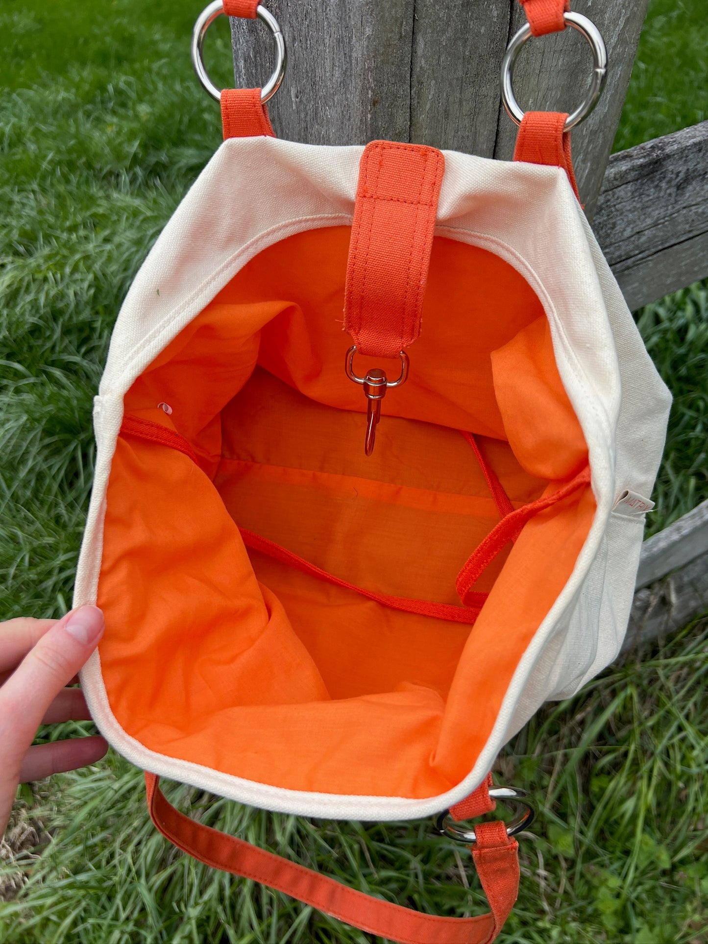 2000s Matrix Orange & Cream Canvas Tote Purse