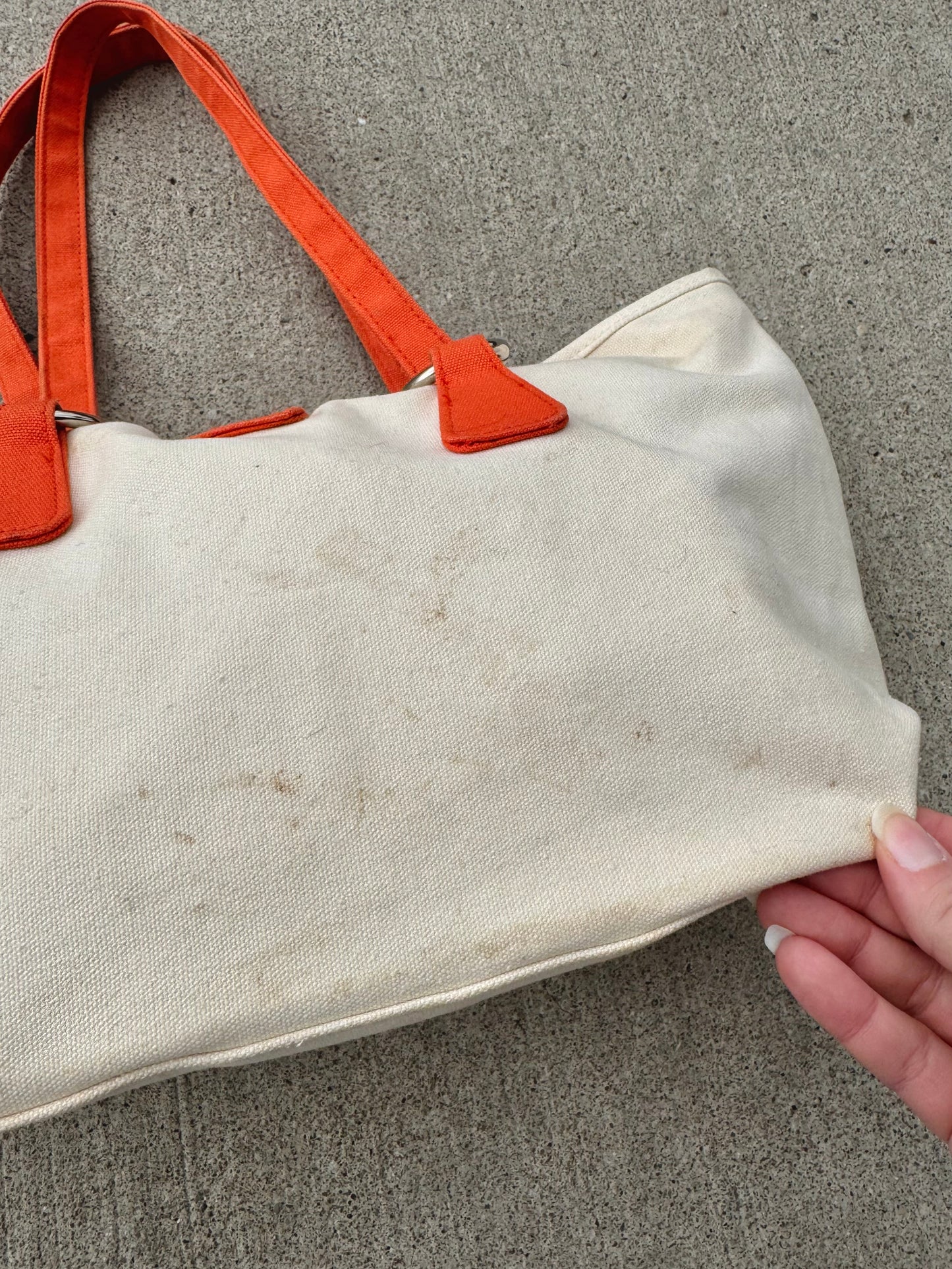 2000s Matrix Orange & Cream Canvas Tote Purse