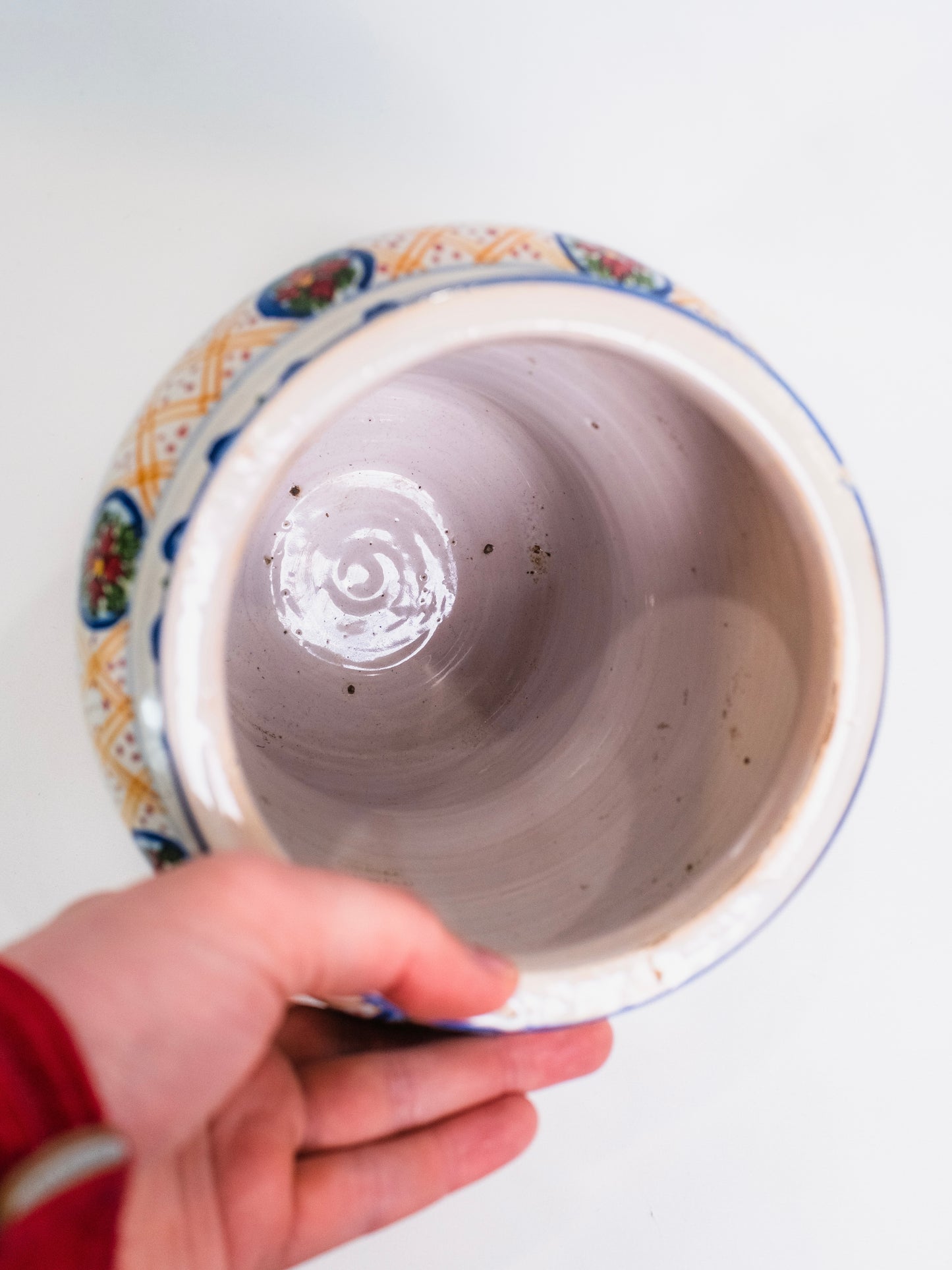 Vintage 1950s Ceramic Hand-Painted Italian Floral Pot