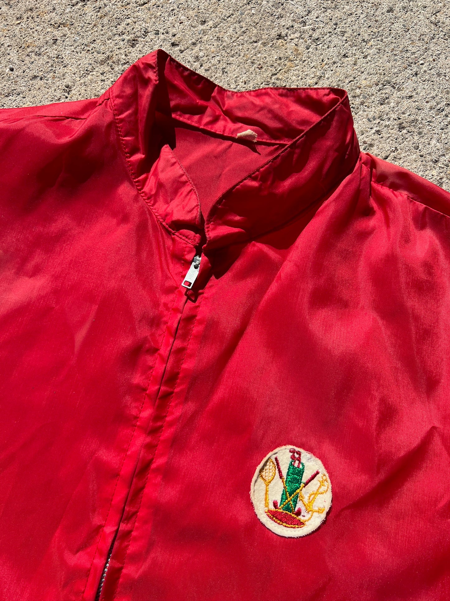 Vintage 1980s Red Nylon Zip-Up Windbreaker | Large