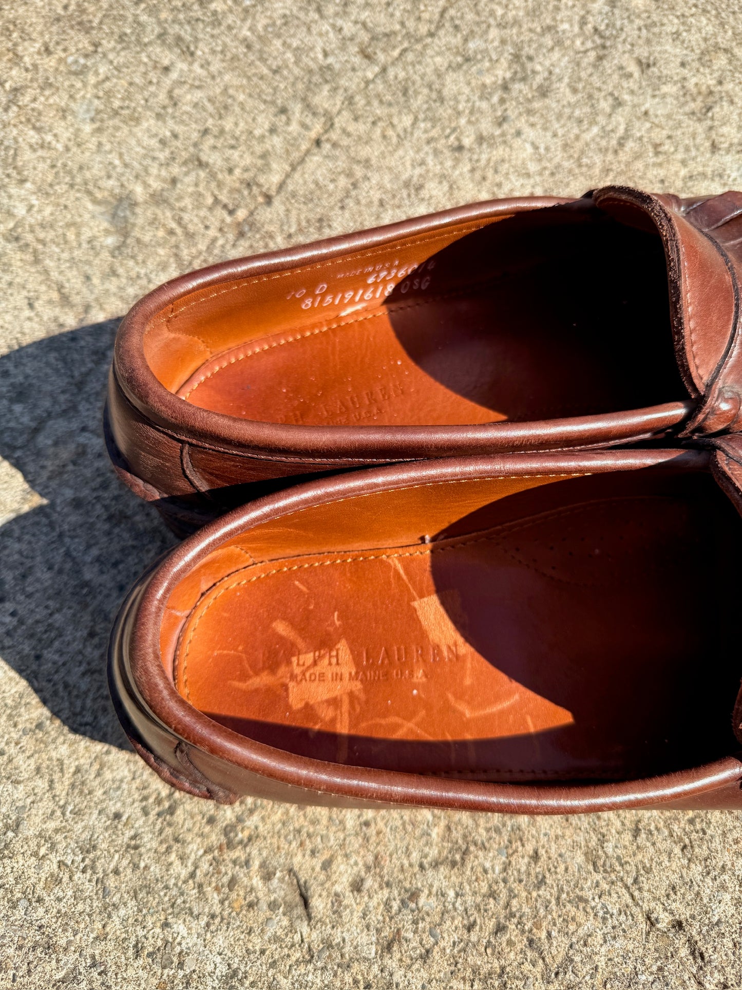 Vintage 1990s Ralph Lauren Black Label Brown Leather Tassel Penny Loafers | Men’s 10