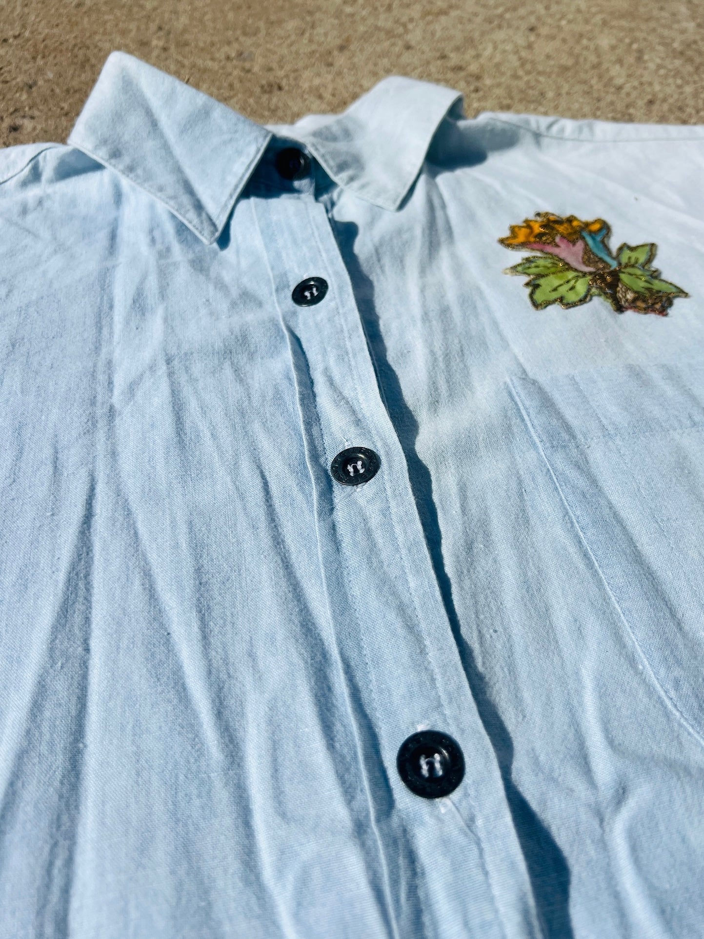 Vintage Stefano Embroidered Button-Up Short Sleeve Shirt | Large