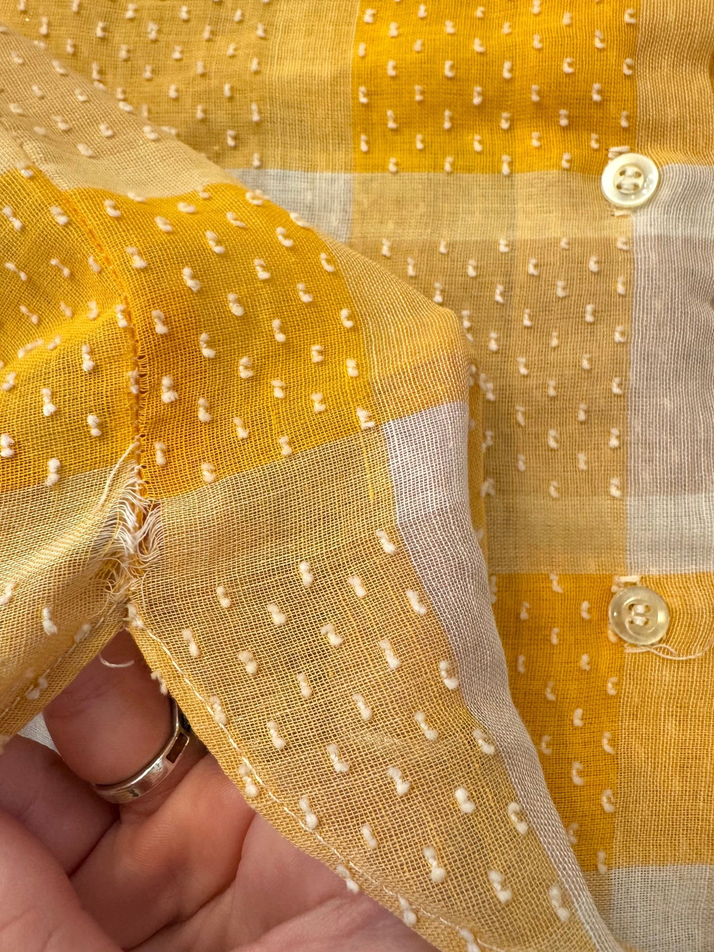 Vintage 1960s Orange & White Plaid Button-Up Shirt | XS/S