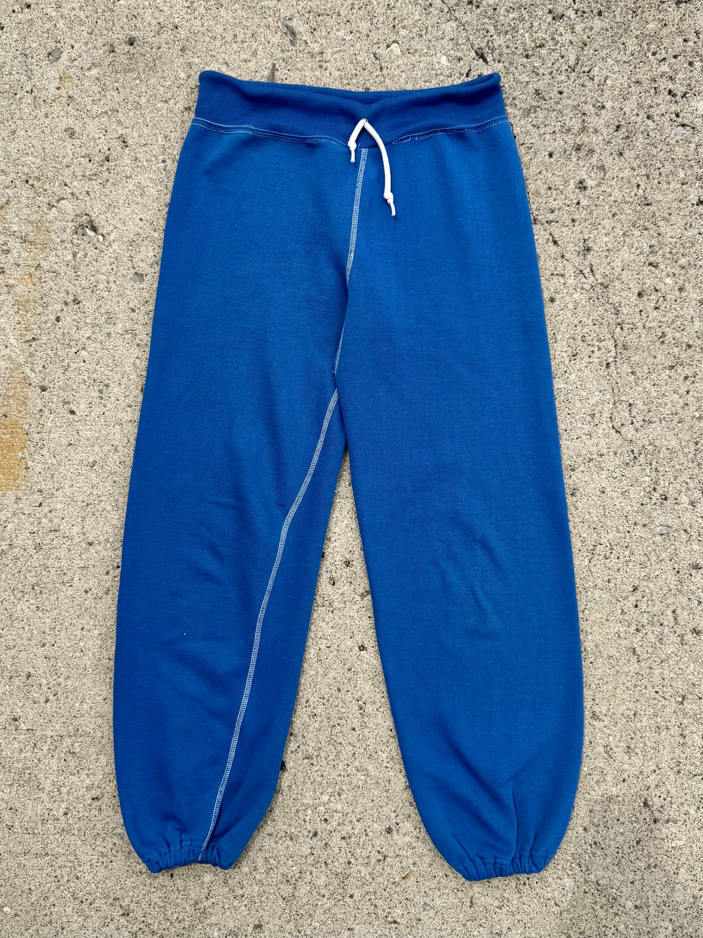 Vintage 1980s Blue Contrast Stitch Drawstring Jogger Sweatpants | Small